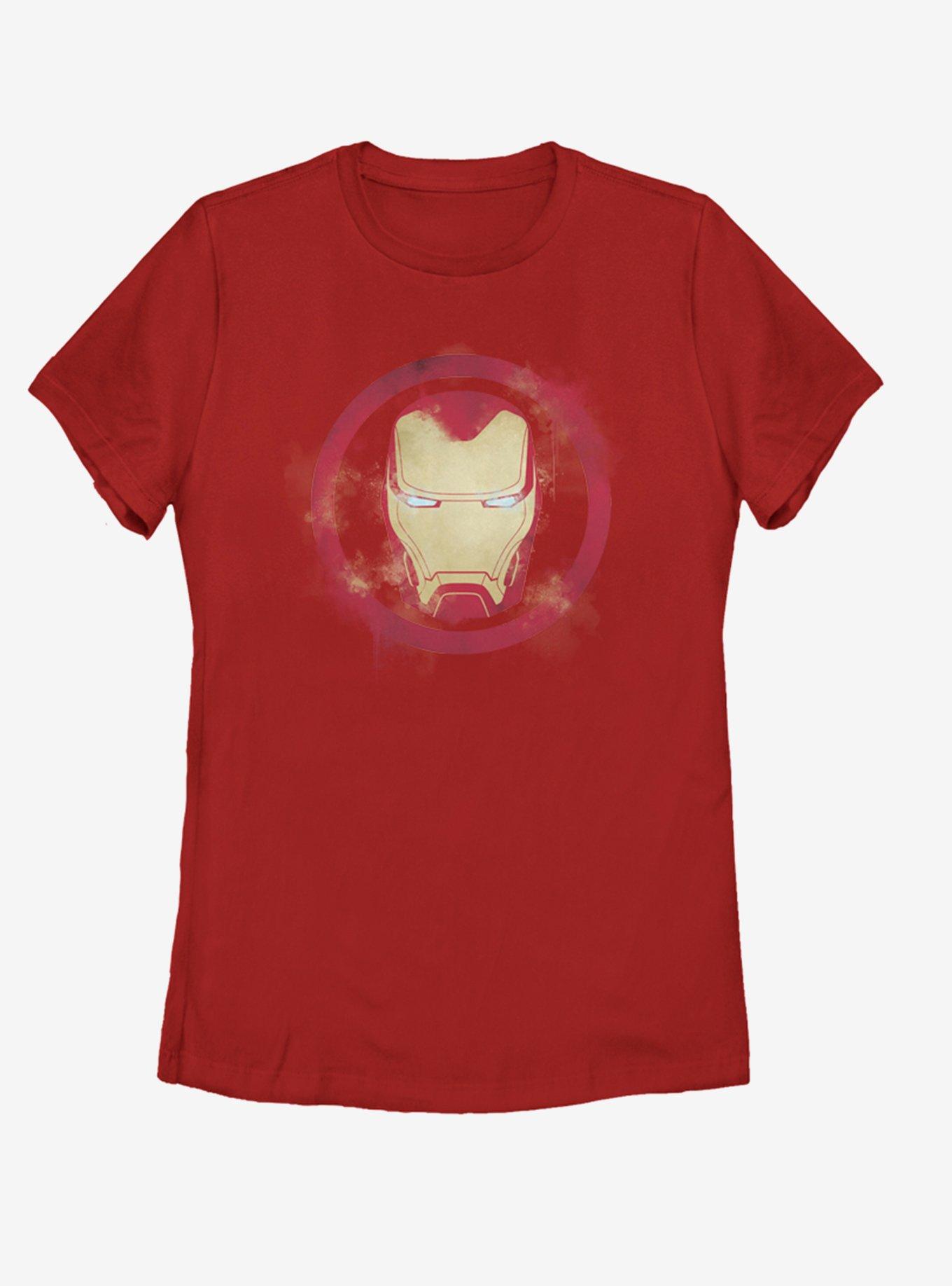 Marvel Avengers: Endgame Iron Man Spray Logo Womens T-Shirt, RED, hi-res