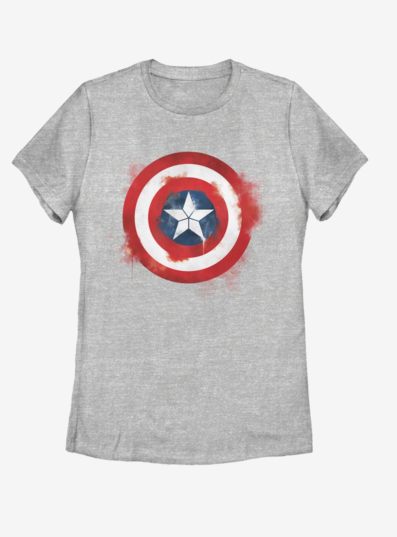 Marvel Avengers: Endgame Captain America Spray Logo Womens T-Shirt, ATH HTR, hi-res