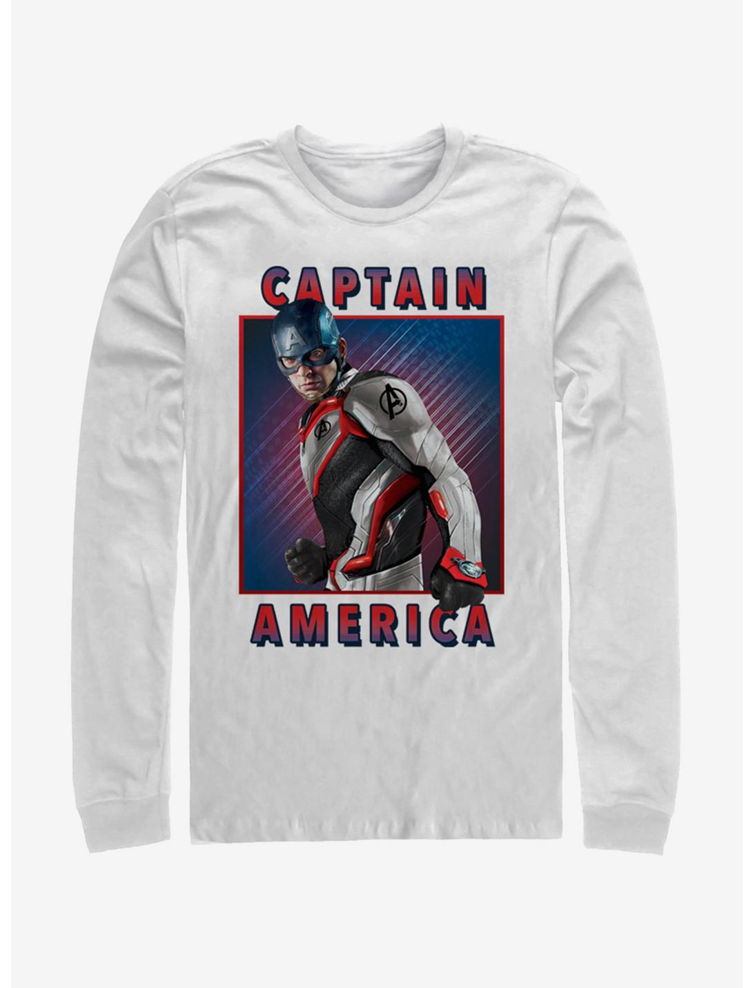 Marvel Avengers: Endgame Captain America Armor Solo Box White Long-Sleeve T-Shirt, WHITE, hi-res