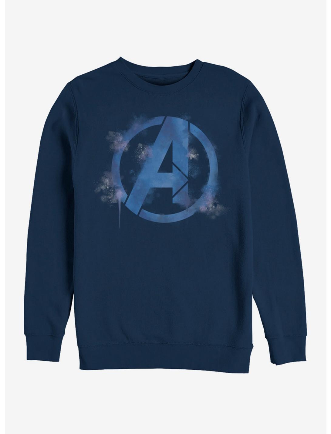 Marvel Avengers: Endgame Avengers Spray Logo Navy Blue Sweatshirt, NAVY, hi-res