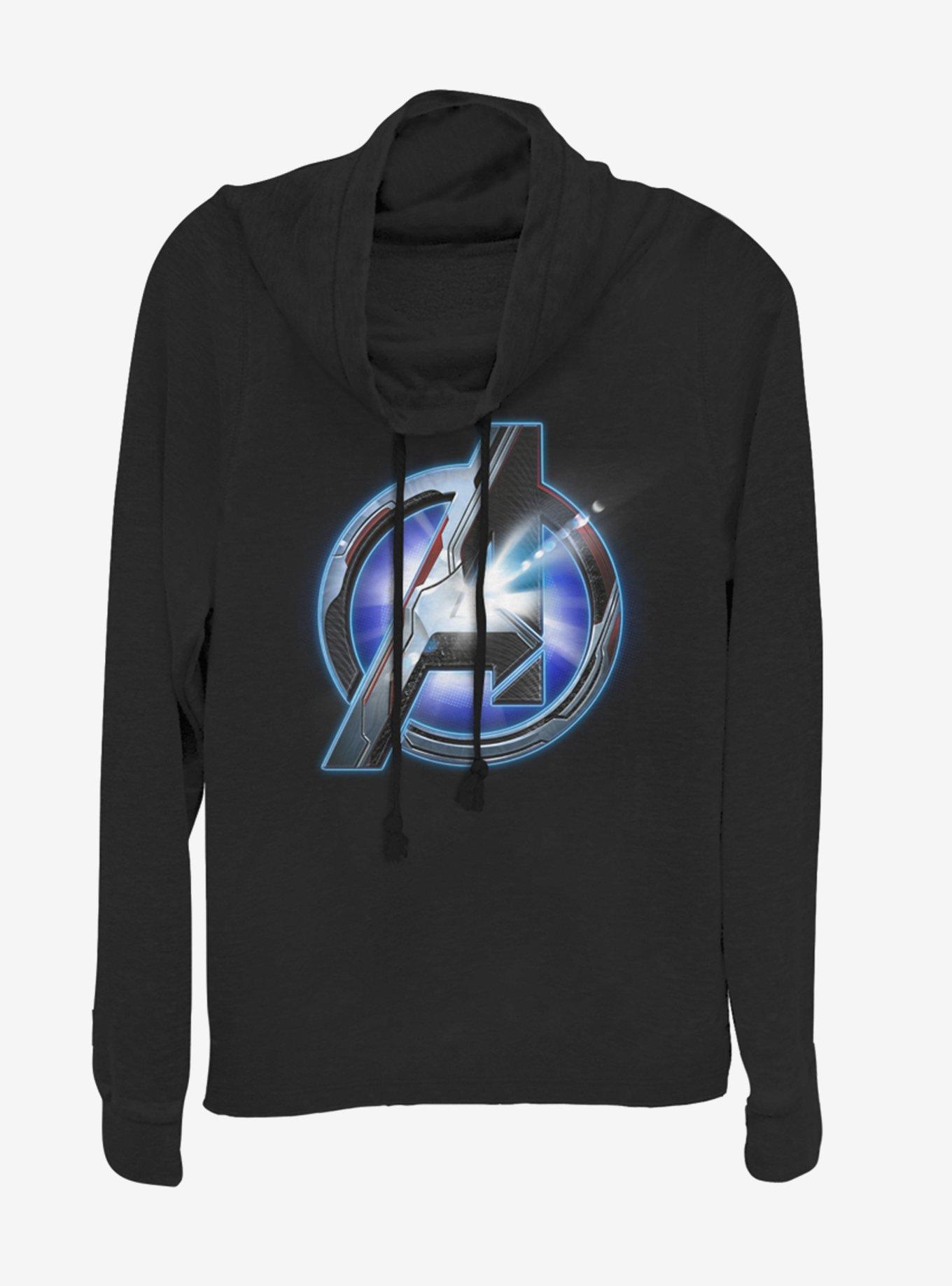 Marvel Avengers: Endgame Logo Shine Cowlneck Long-Sleeve Girls Top, BLACK, hi-res