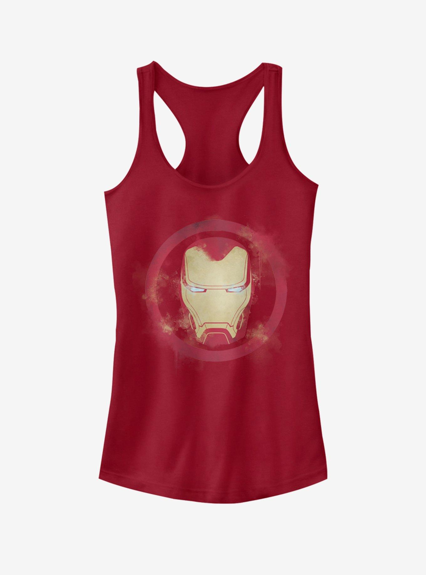 Marvel Avengers: Endgame Iron Man Spray Logo Girls Scarlet Red Tank Top