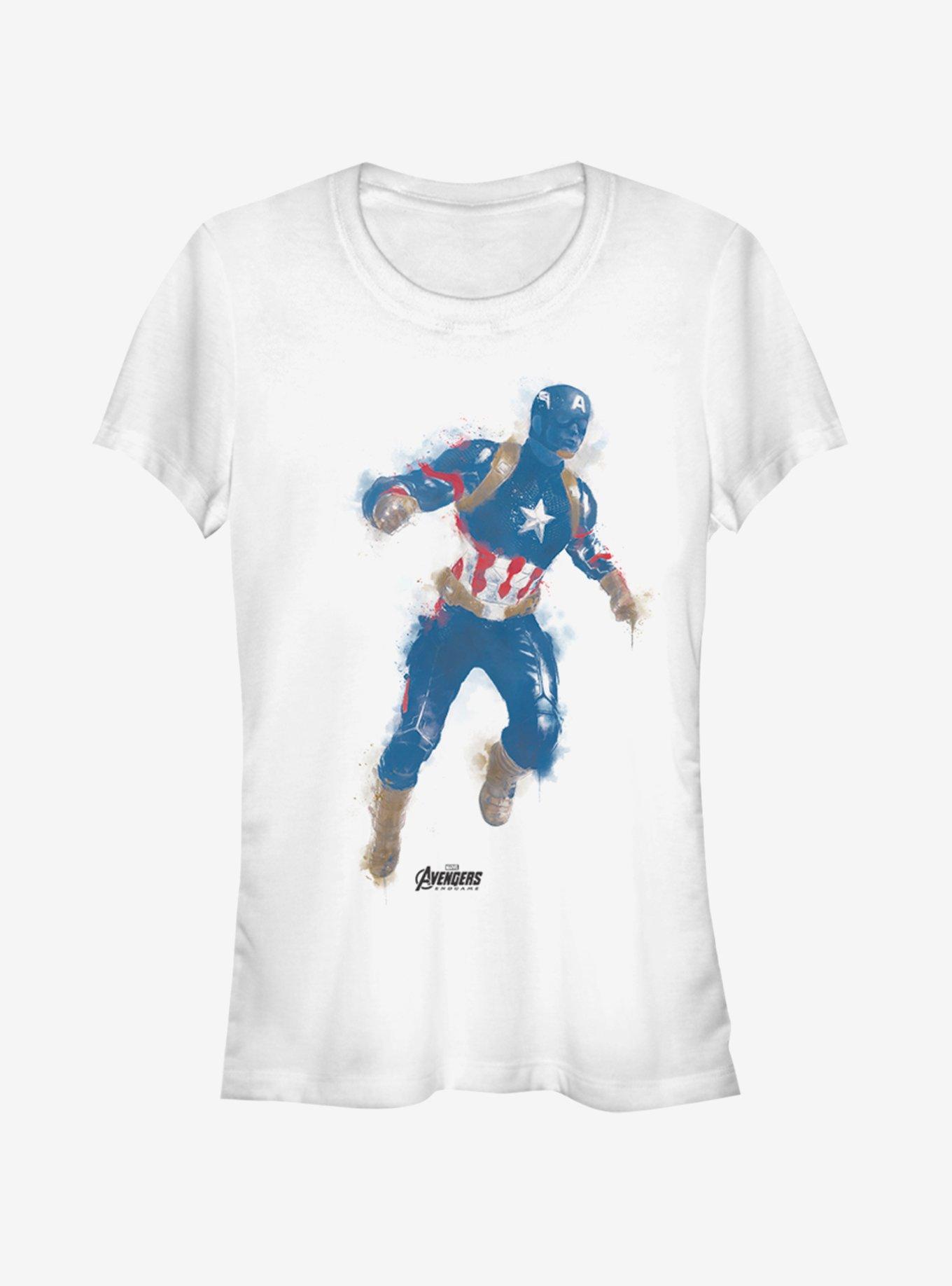 Marvel Avengers: Endgame Captain America Paint Girls White T-Shirt, WHITE, hi-res