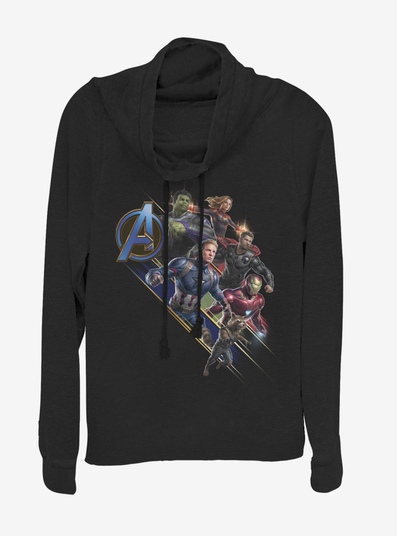 Marvel Avengers: Endgame Avengers Assemble Cowlneck Long-Sleeve Girls Top, BLACK, hi-res