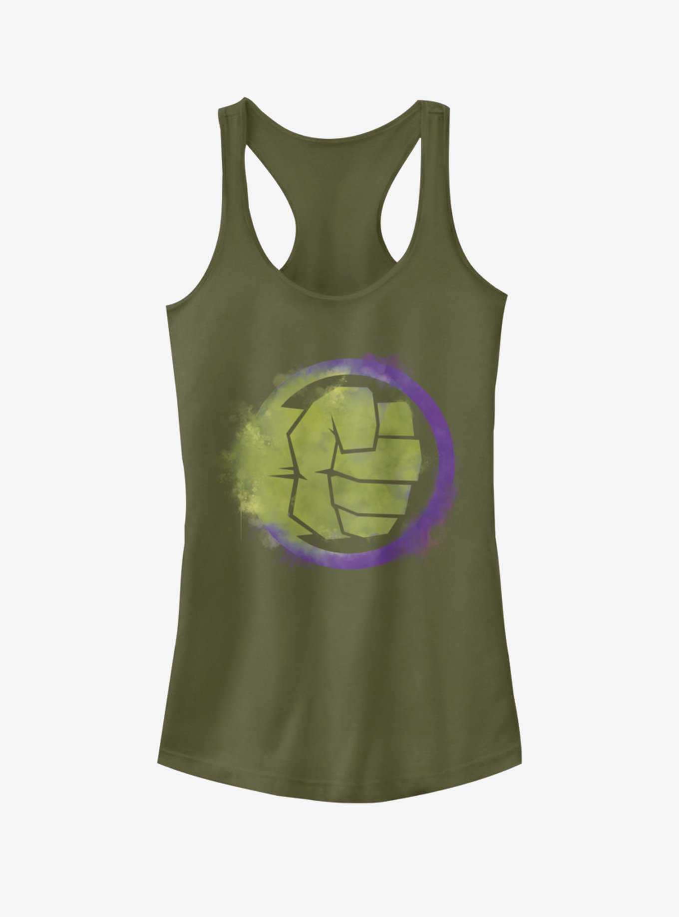 Marvel Avengers: Endgame Hulk Spray Logo Girls Military Green Tank Top, , hi-res