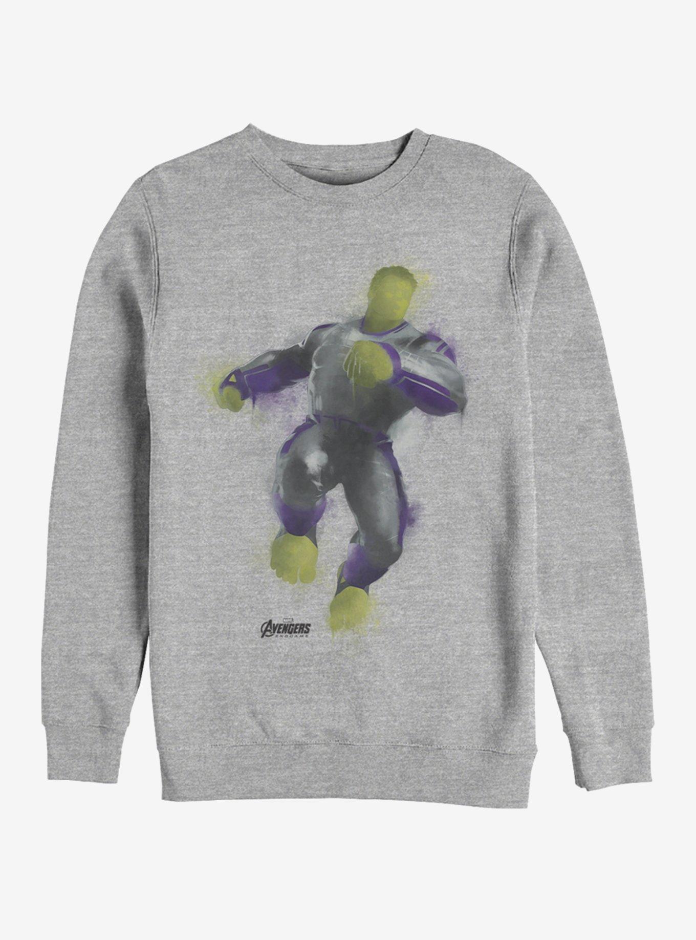 Marvel Avengers: Endgame Hulk Painted Heathered Sweatshirt, ATH HTR, hi-res