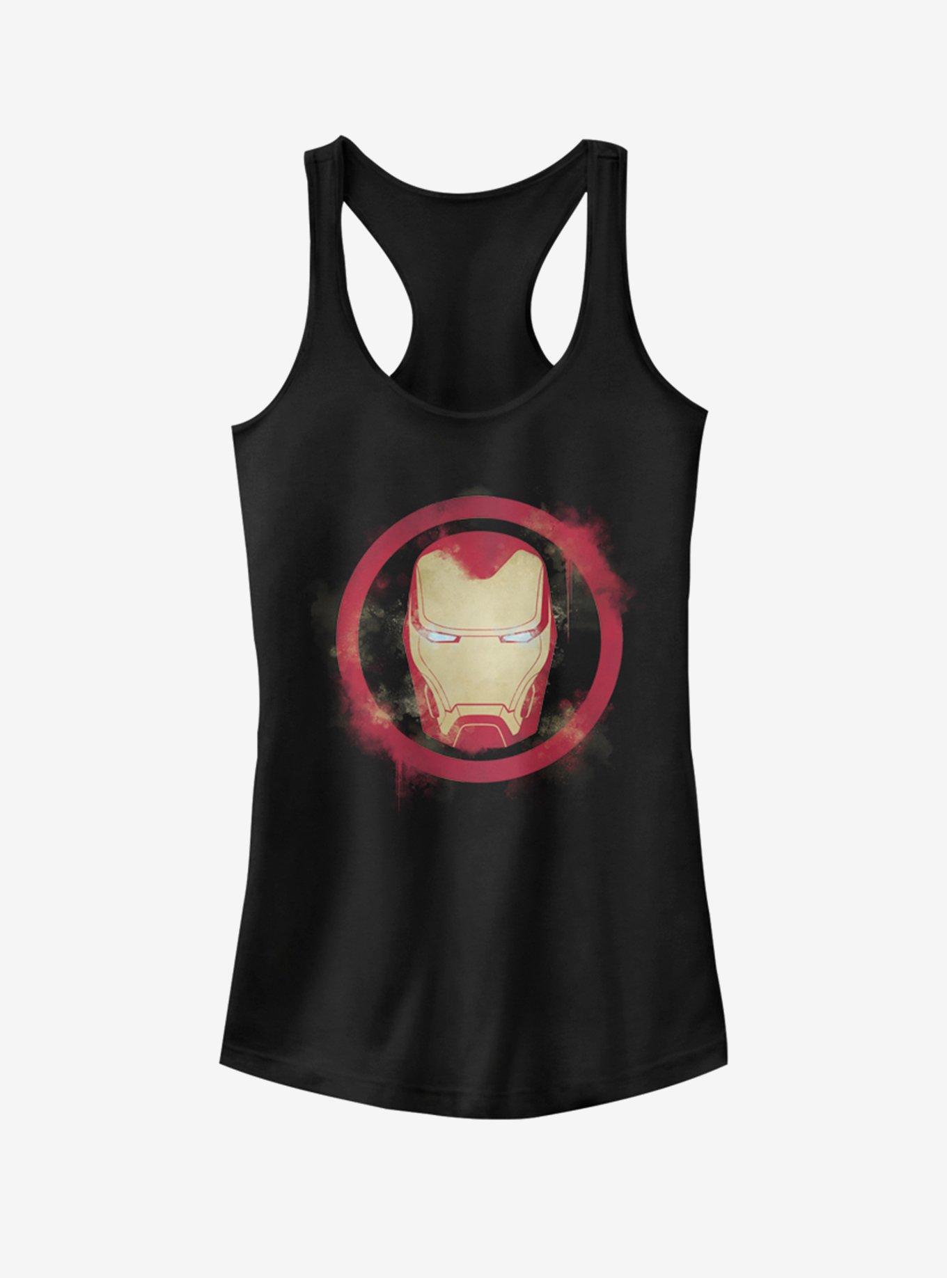 Marvel Avengers: Endgame Iron Man Spray Logo Girls Tank, BLACK, hi-res