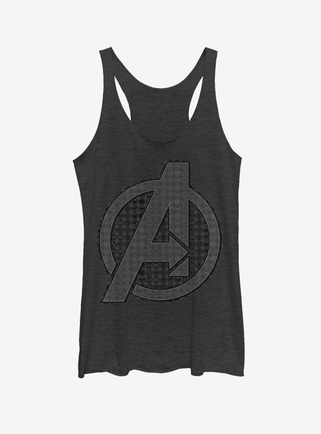 Marvel Avengers: Endgame Grayscale Logo Girls Black Heathered Tank Top