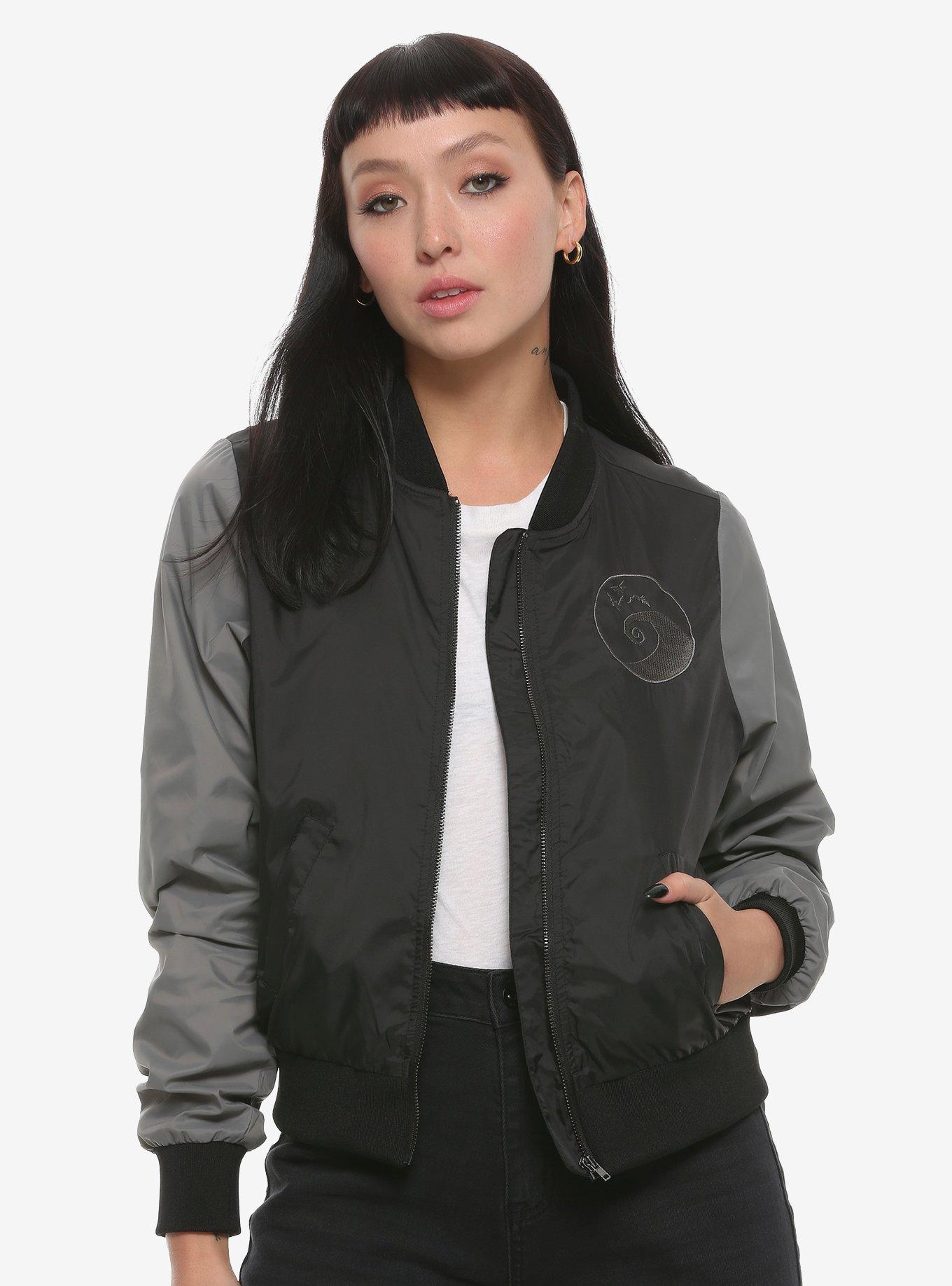 The Nightmare Before Christmas Black & Grey Girls Bomber Jacket | Hot Topic