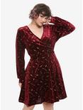 Harry Potter Burgundy Velvet Long-Sleeve Dress Plus Size, MAROON, hi-res