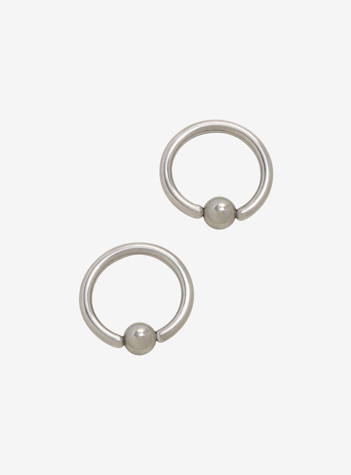 Titanium Captive Hoop 2 Pack, SILVER, hi-res