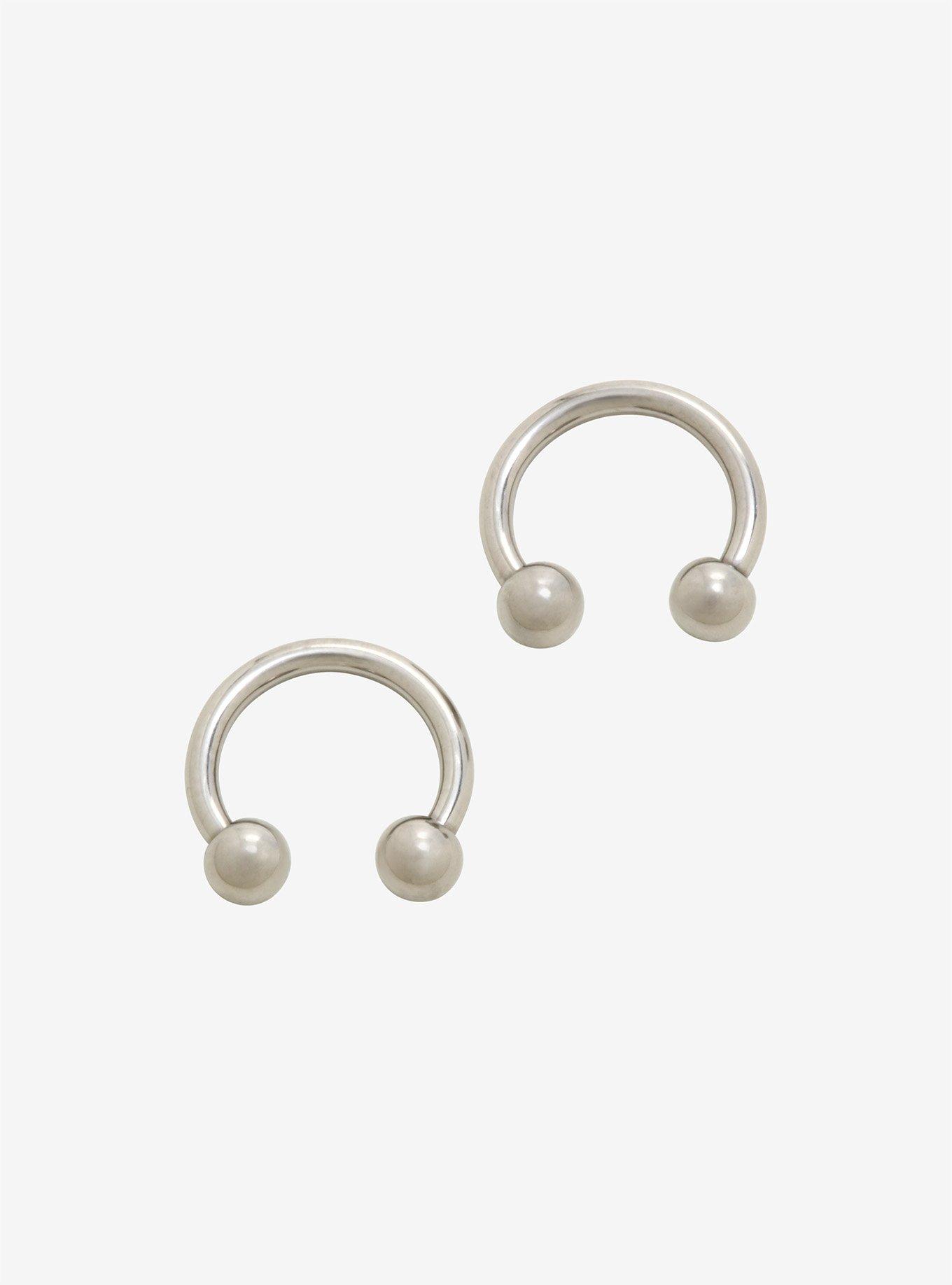Titanium Curved Barbell 2 Pack, SILVER, hi-res