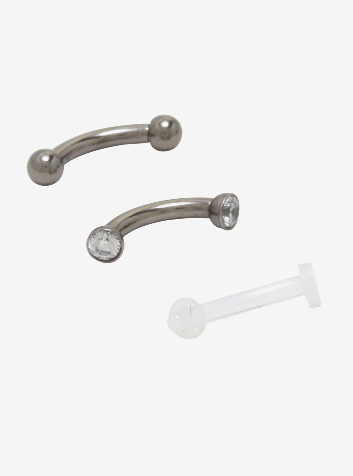Titanium Eyebrow Barbell 3 Pack, SILVER, hi-res