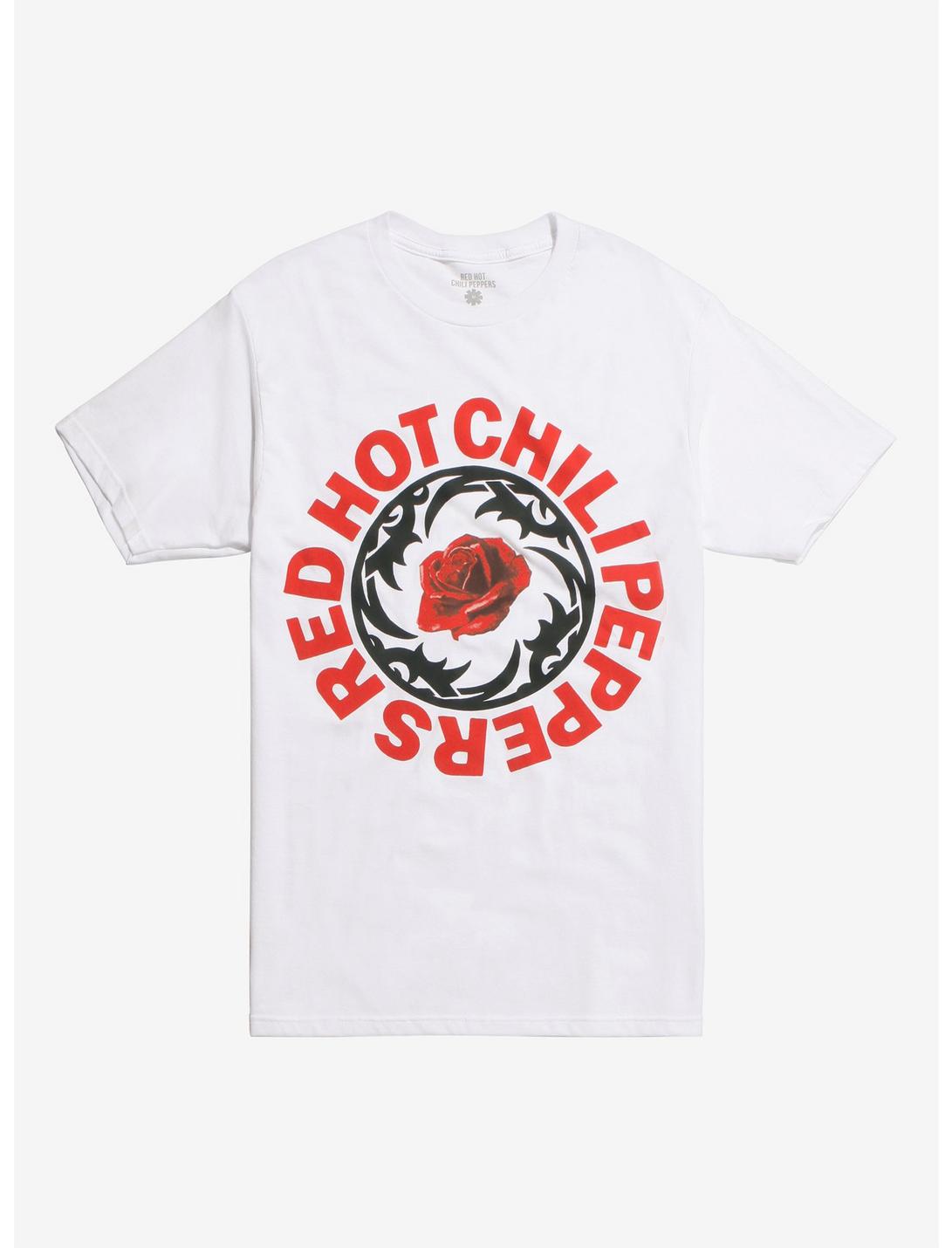 Red Hot Chili Peppers Blood Sugar Sex Magik Rose Logo T-Shirt, WHITE, hi-res