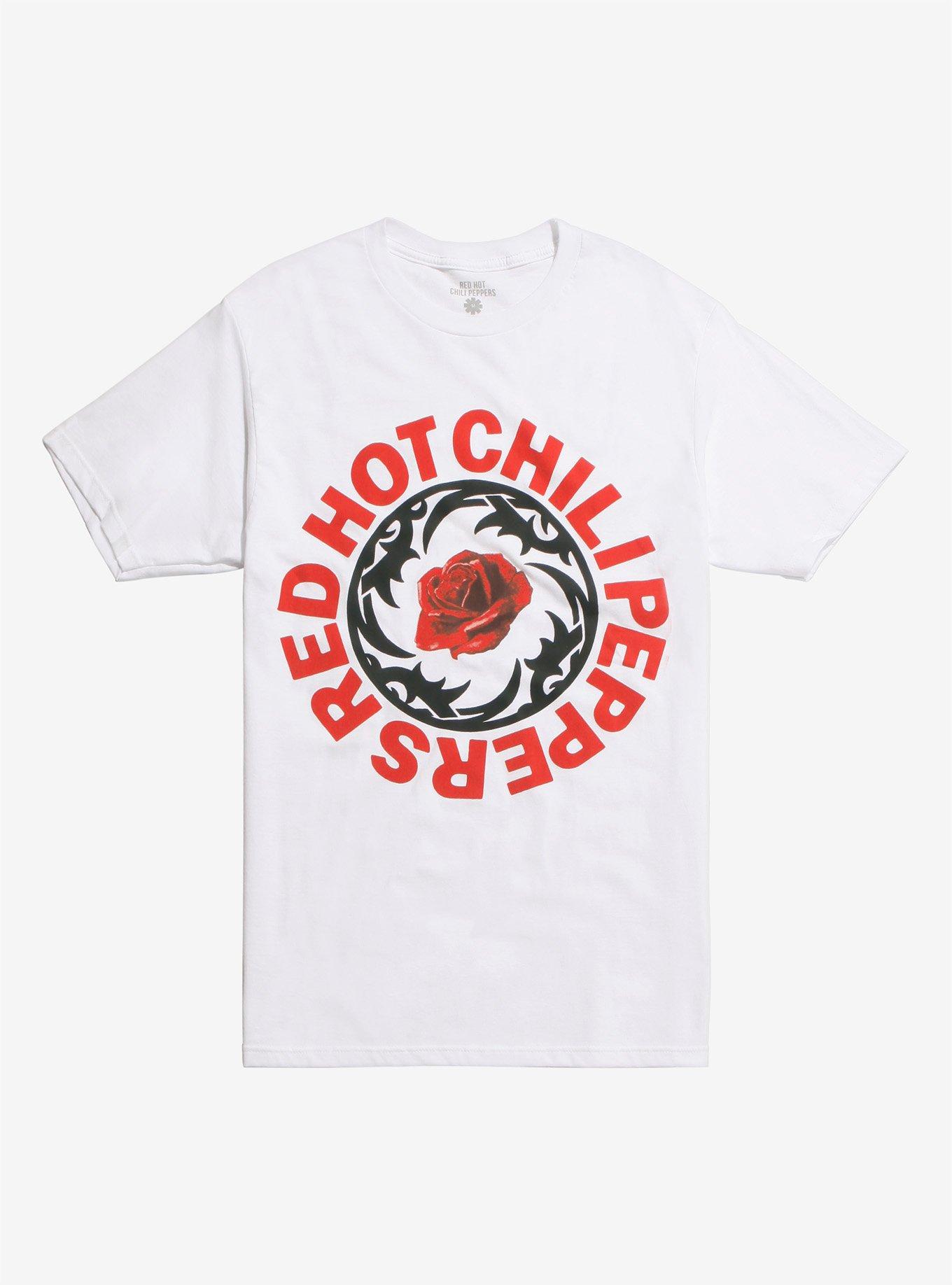 Red Hot Chili Peppers Blood Sugar Sex Magik Rose Logo T-Shirt, WHITE, hi-res