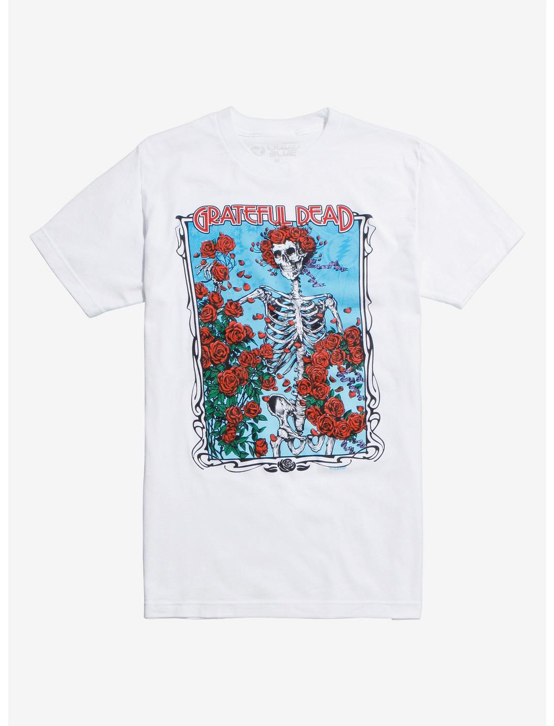 Grateful Dead Skeleton & Roses T-Shirt, WHITE, hi-res