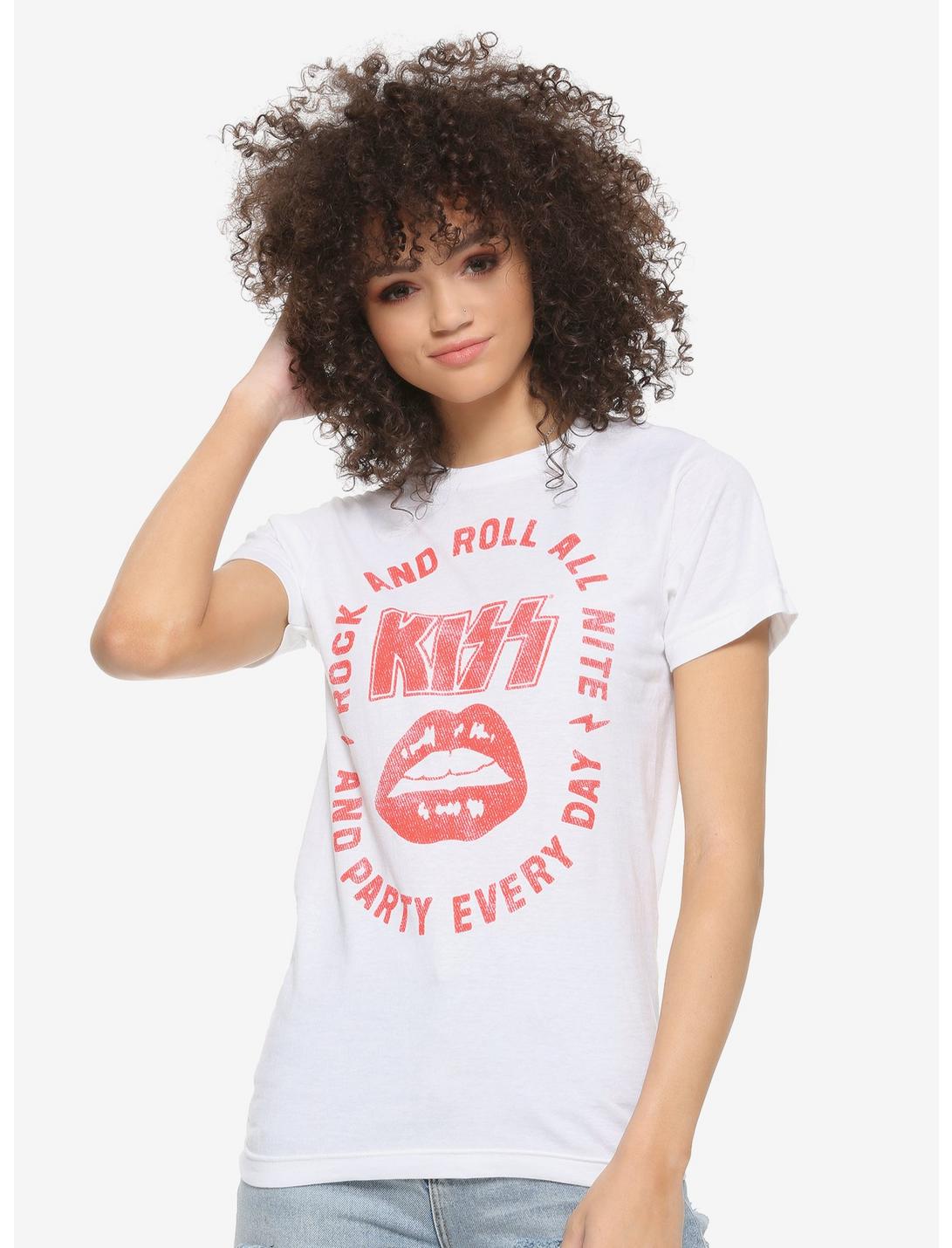 Kiss Rock & Roll All Nite Girls T-Shirt, WHITE, hi-res