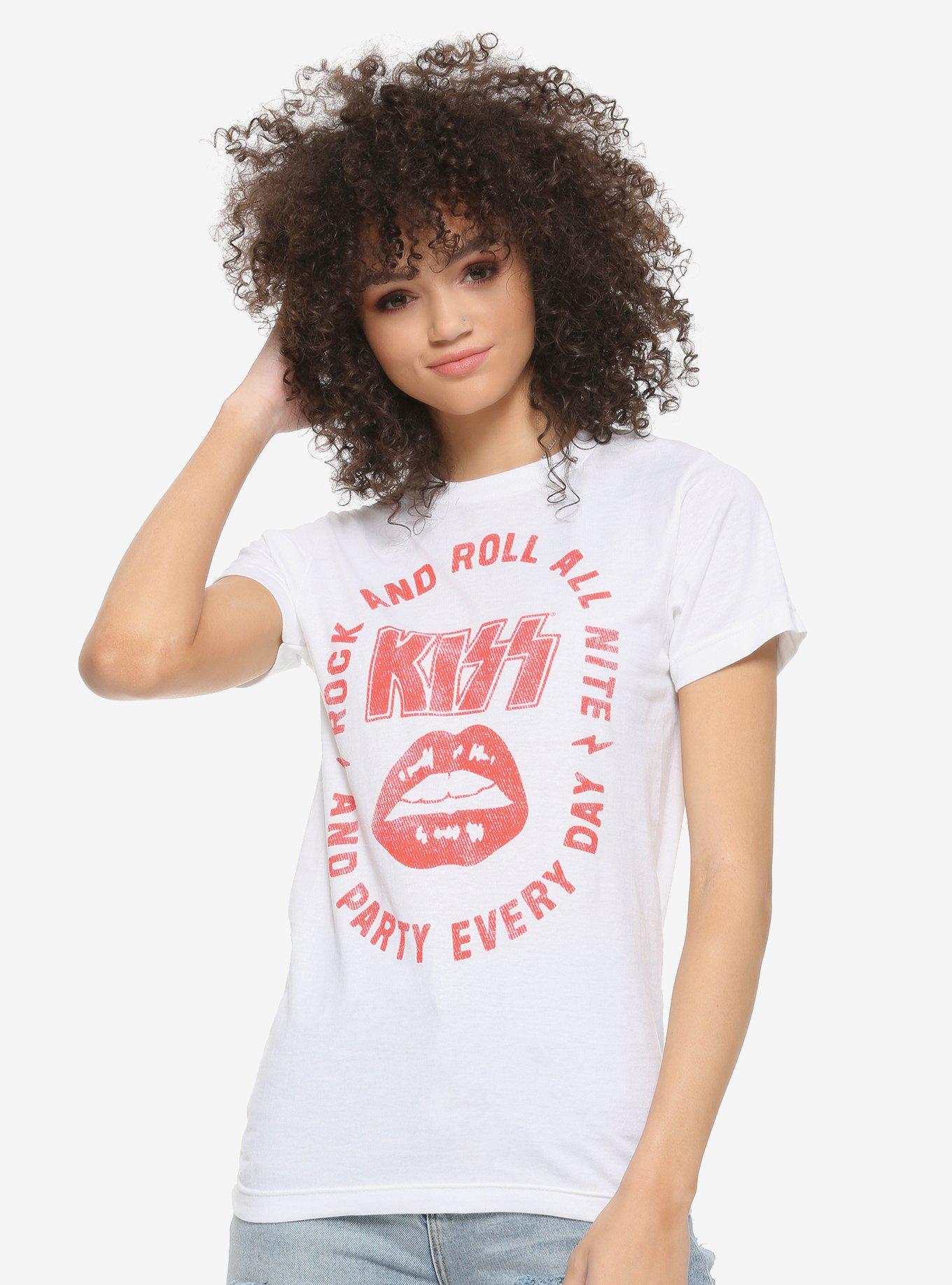 Kiss Rock & Roll All Nite Girls T-Shirt, WHITE, hi-res