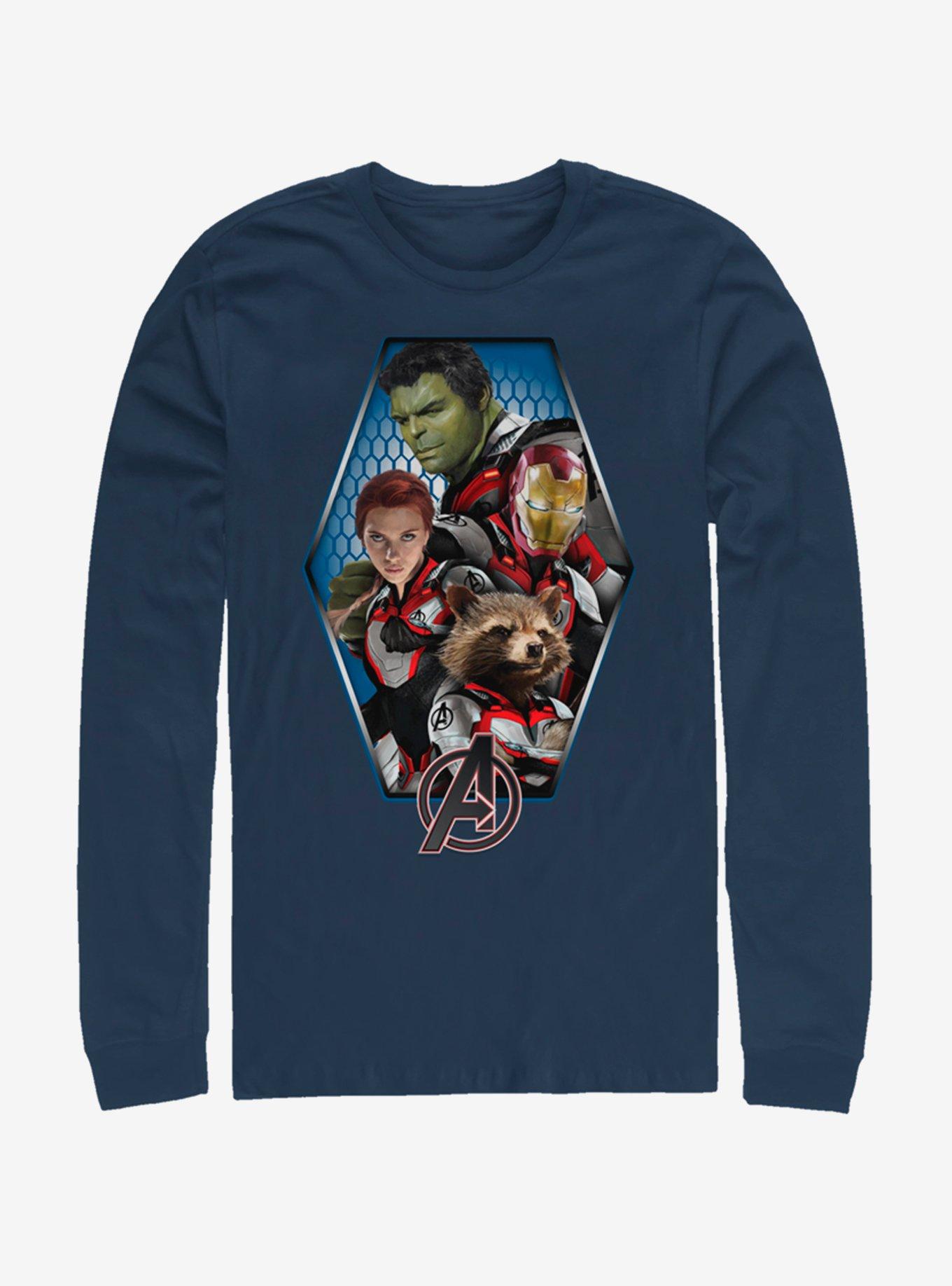 Marvel Avengers: Endgame Hexagon Avenged Navy Blue Long-Sleeve T-Shirt, NAVY, hi-res