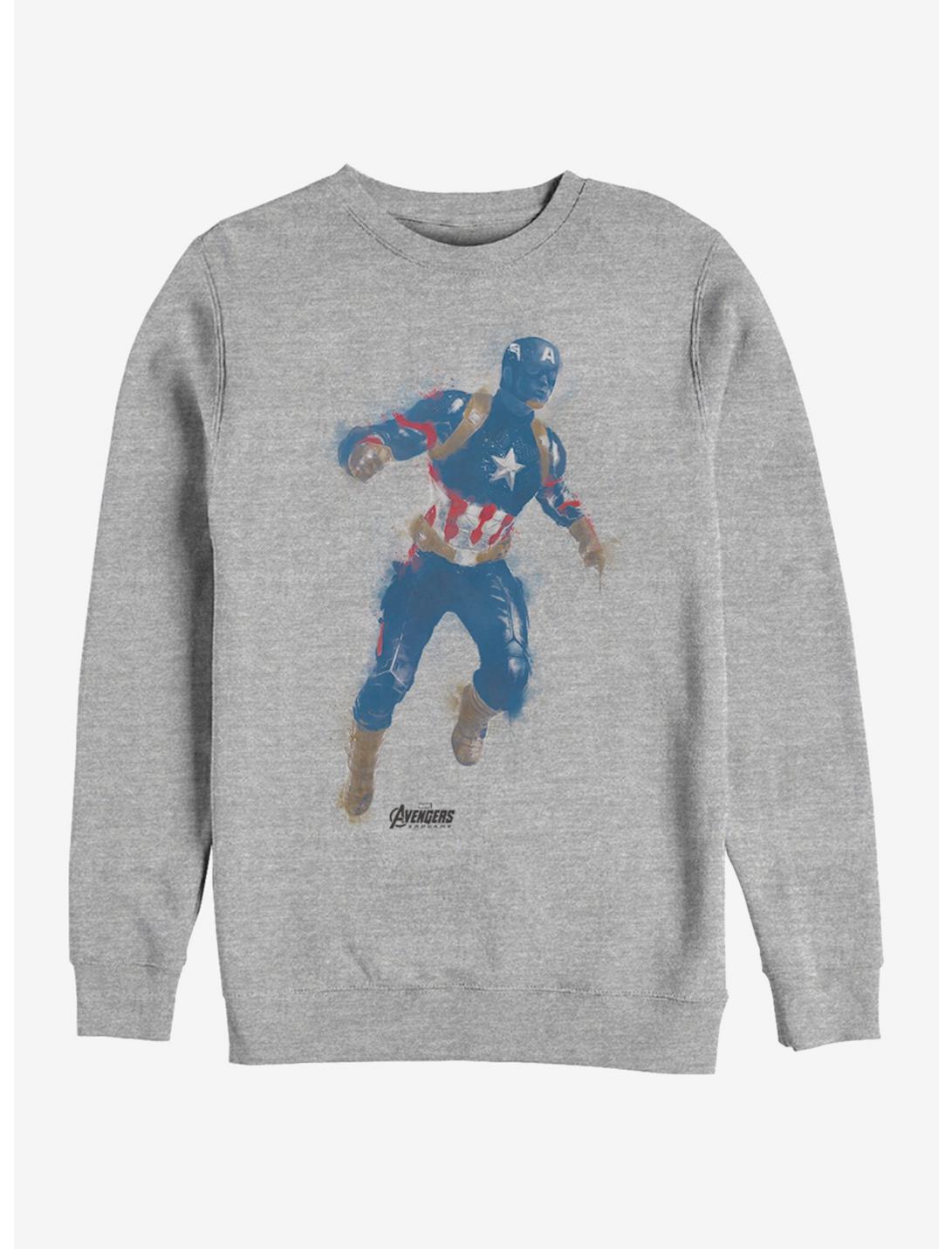 Marvel Avengers: Endgame Captain America Paint Heathered Sweatshirt, ATH HTR, hi-res