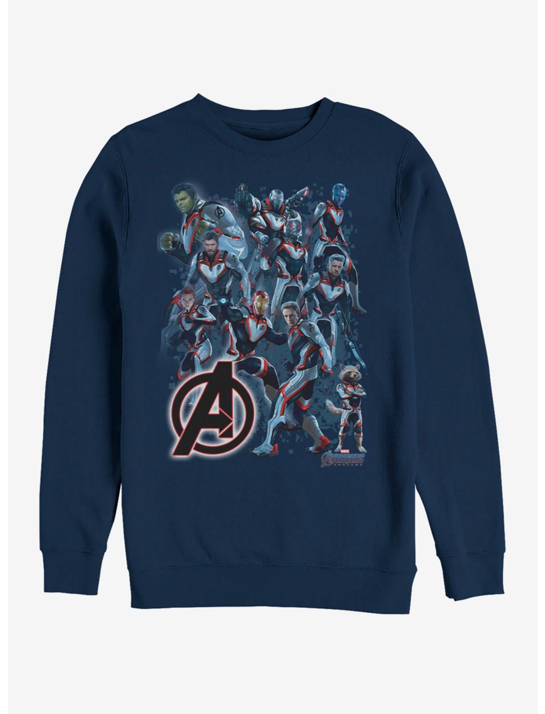 Marvel Avengers: Endgame Suit Group Navy Blue Sweatshirt, NAVY, hi-res