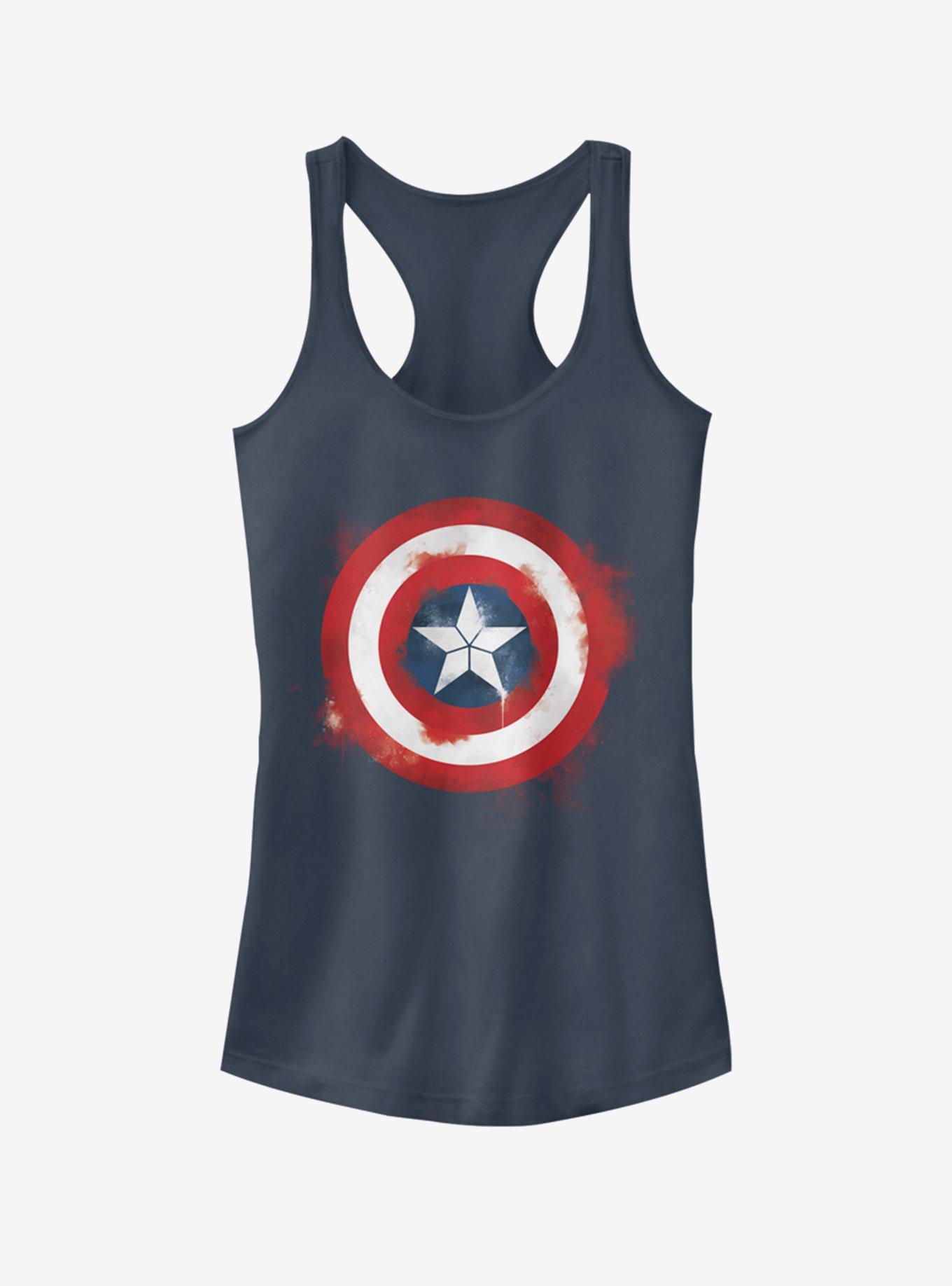 Marvel Avengers: Endgame Captain America Spray Logo Girls Indigo Tank Top, INDIGO, hi-res