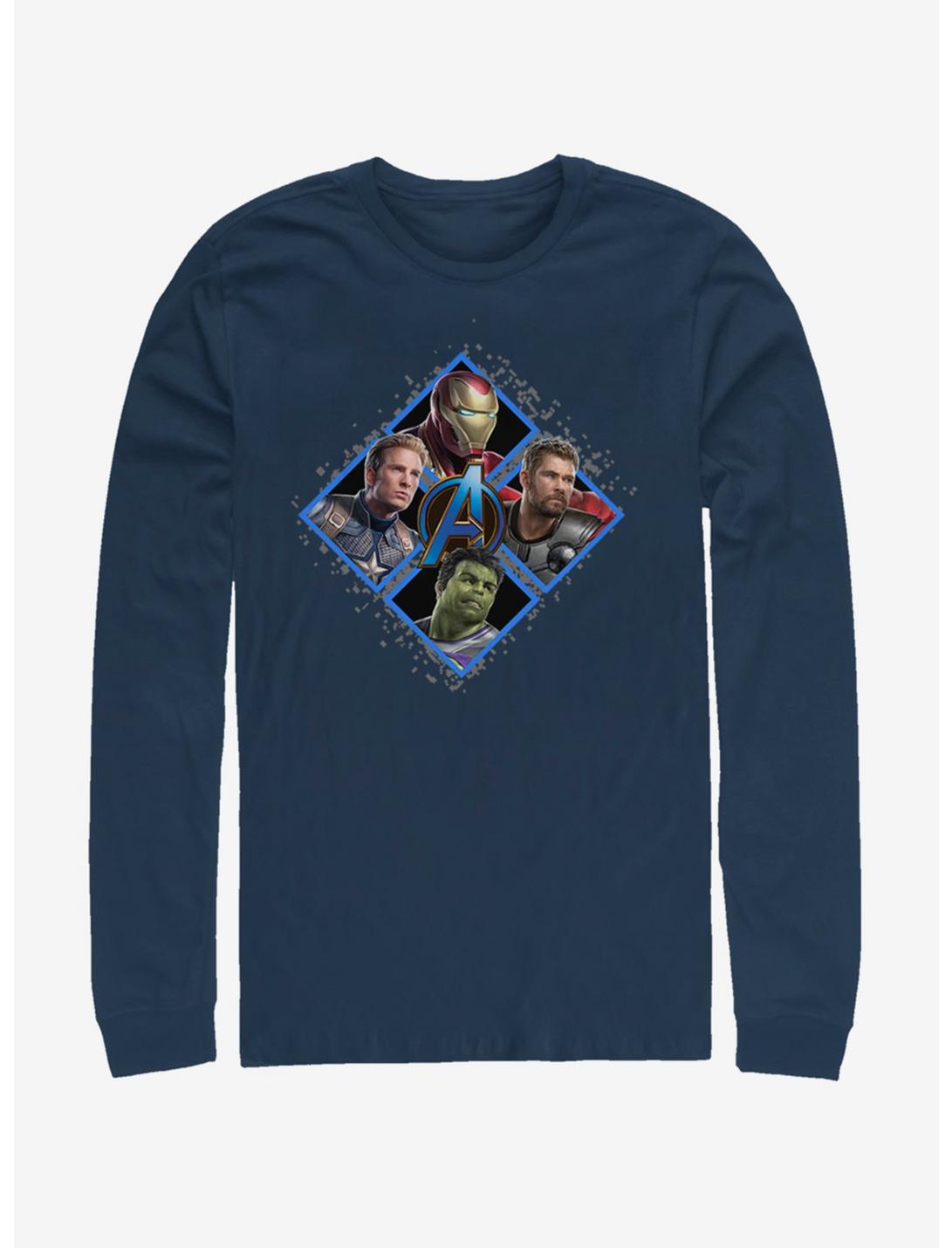 Marvel Avengers: Endgame Square Box Navy Blue Long-Sleeve T-Shirt, NAVY, hi-res