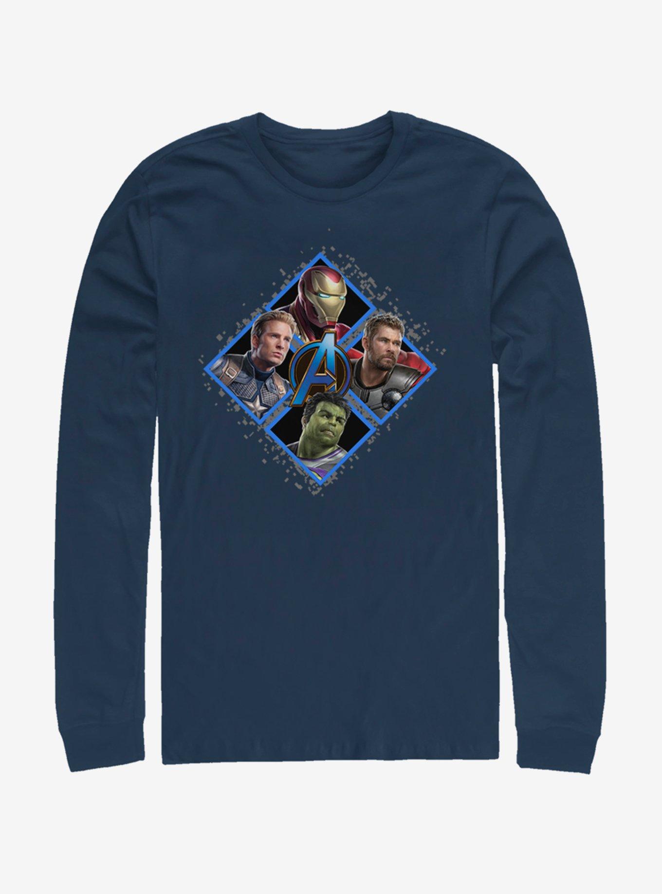 Marvel Avengers: Endgame Square Box Navy Blue Long-Sleeve T-Shirt, NAVY, hi-res