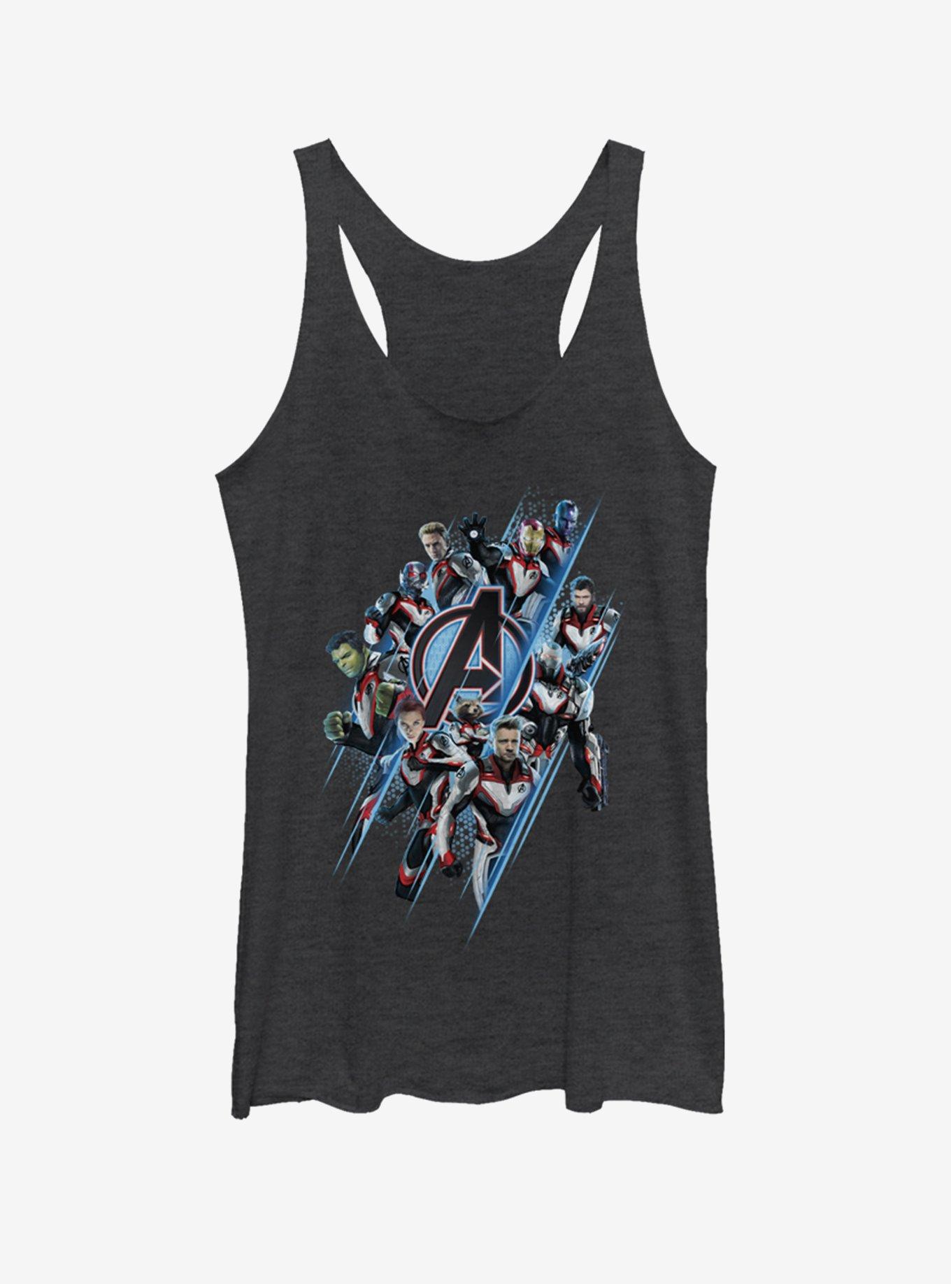 Marvel Avengers: Endgame Avengers Suit Up Girls Black Heathered Tank Top