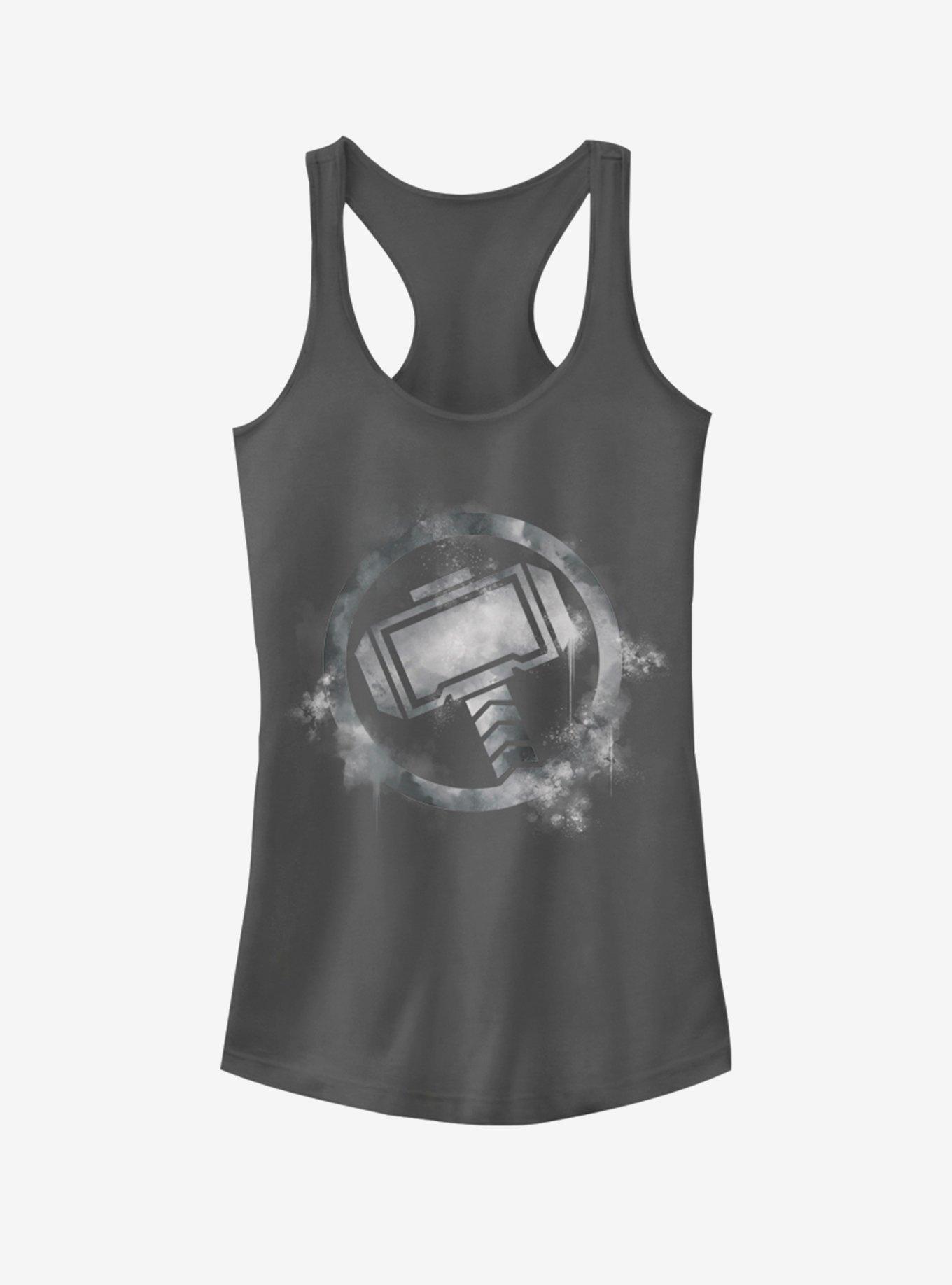 Marvel Avengers: Endgame Thor Spray Logo Girls Charcoal Grey Tank Top, CHARCOAL, hi-res