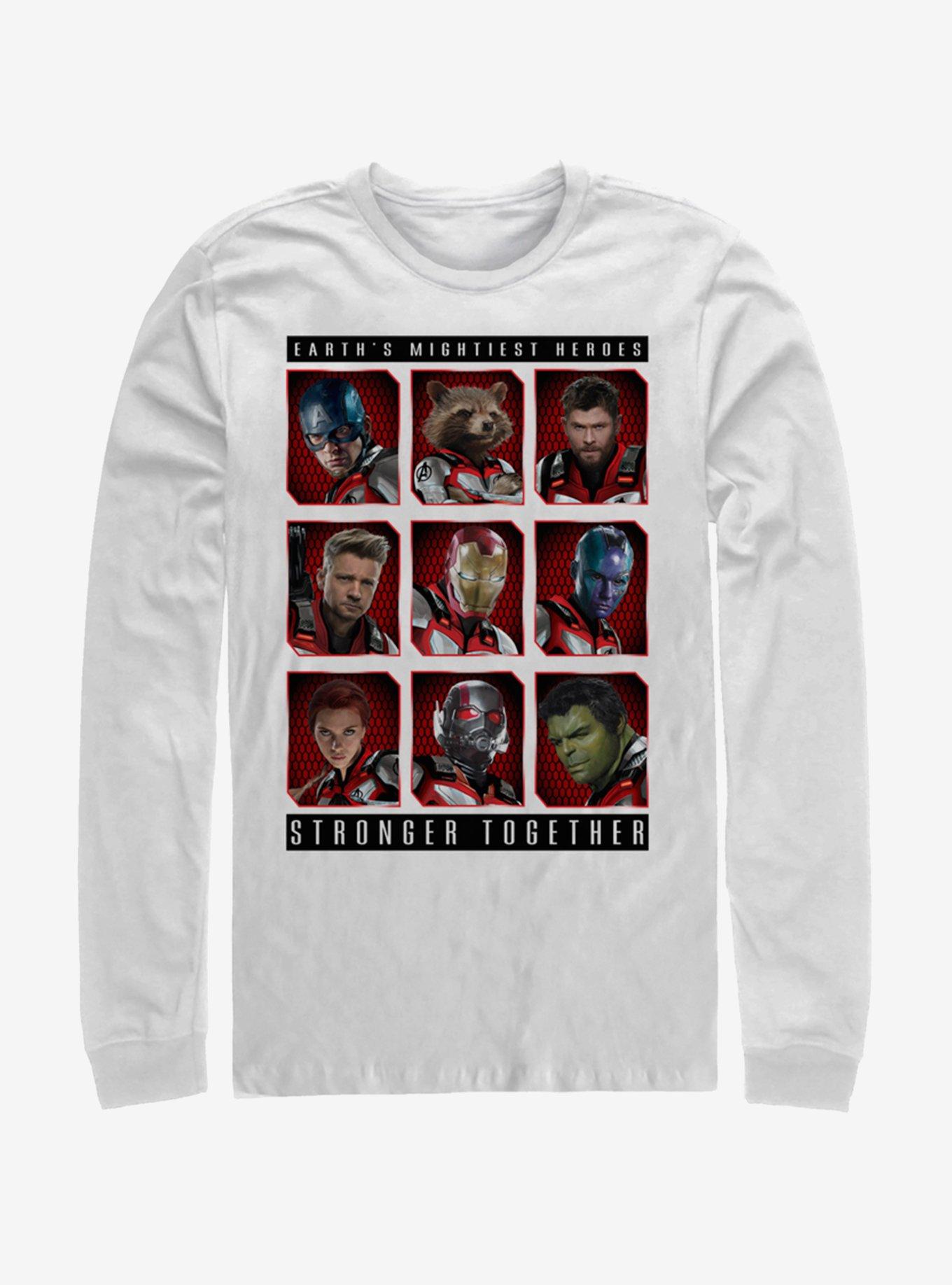 Marvel Avengers: Endgame Mightiest Heroes Stack White Long-Sleeve T-Shirt