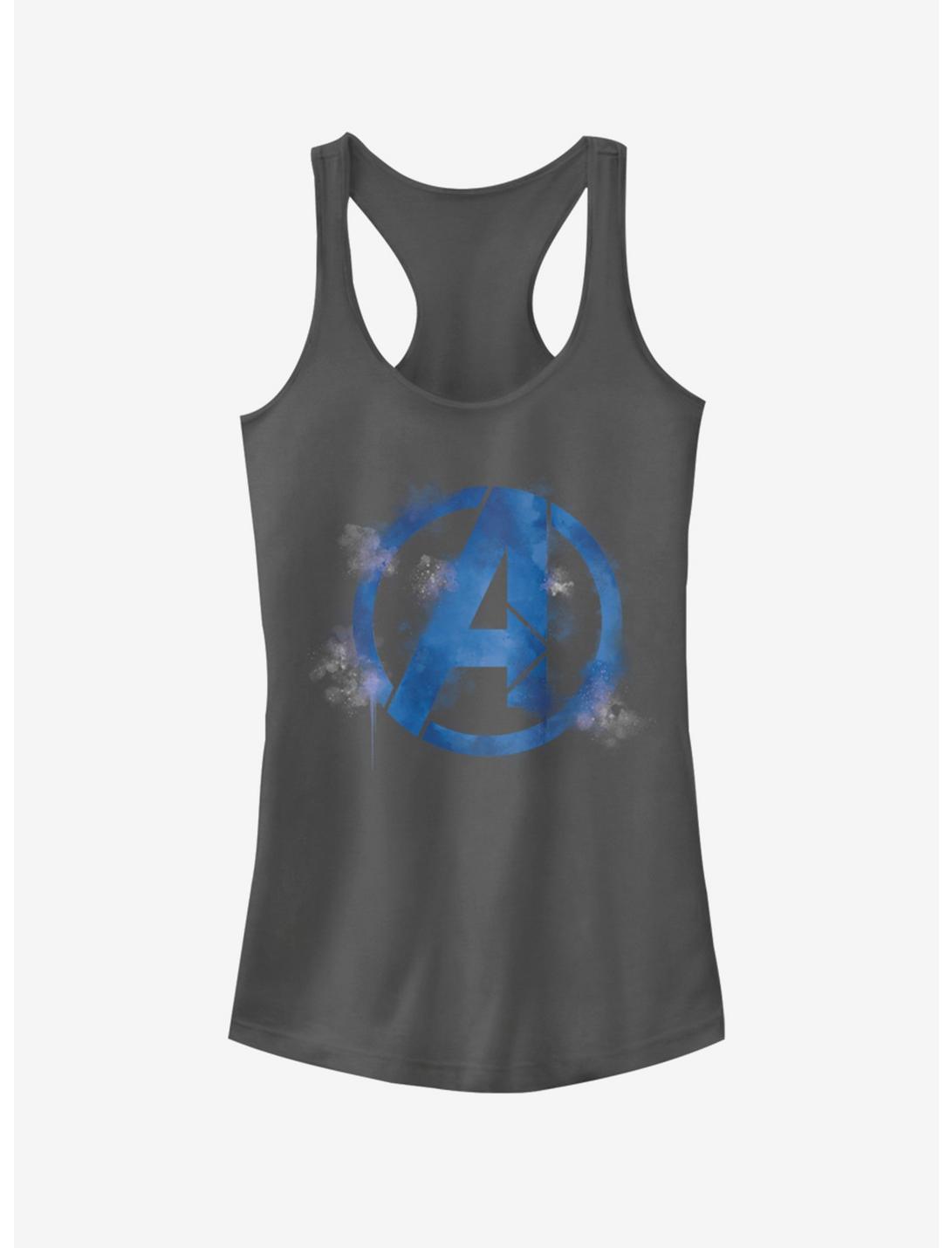 Marvel Avengers: Endgame Avengers Spray Logo Girls Charcoal Grey Tank Top, CHARCOAL, hi-res