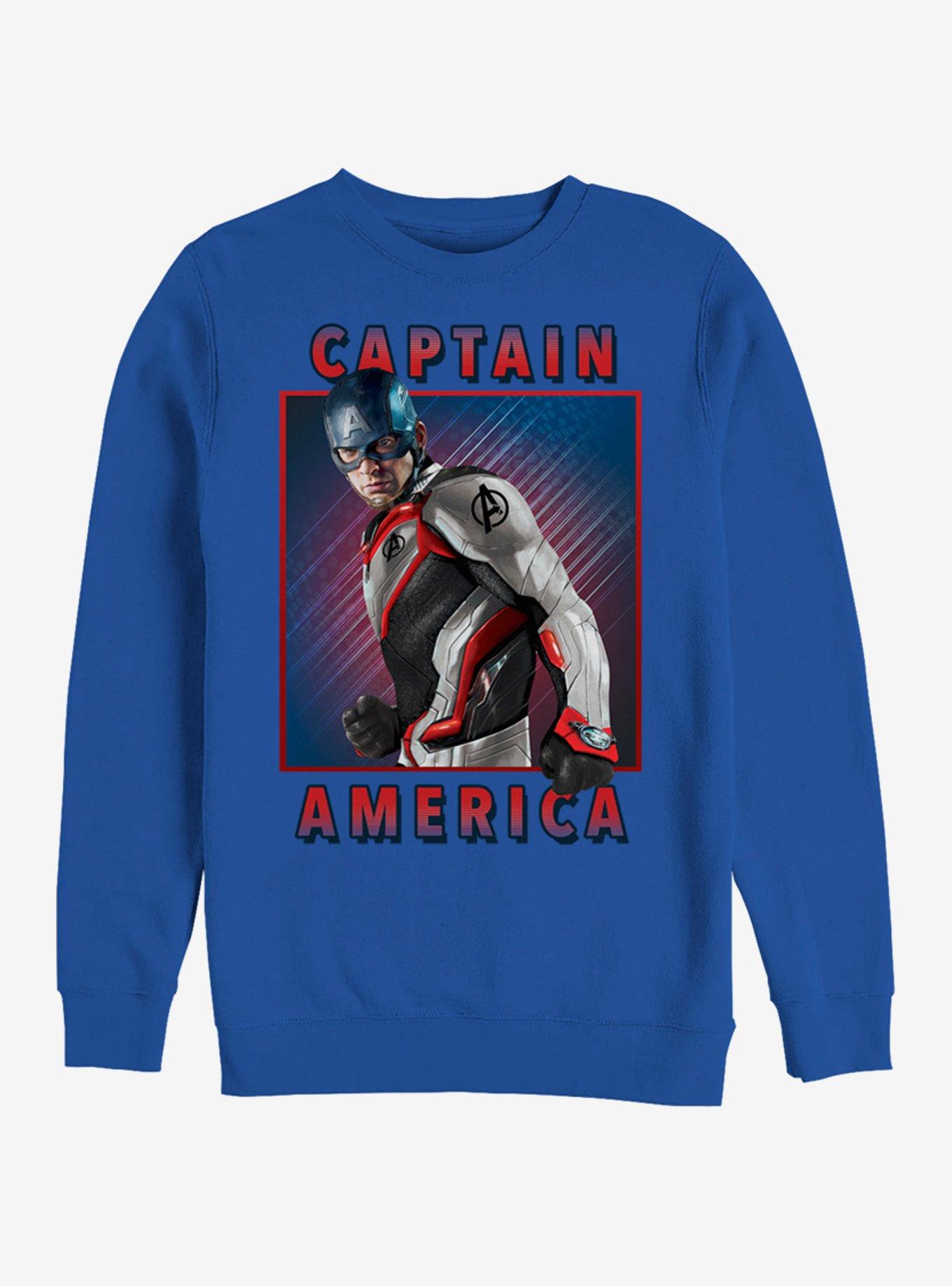 Marvel Avengers: Endgame Captain America Armor Solo Box Royal Blue Sweatshirt, ROYAL, hi-res