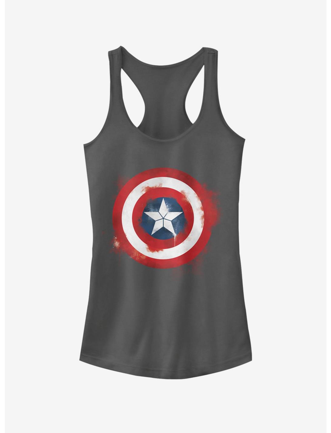 Marvel Avengers: Endgame Captain America Spray Logo Charcoal Girls Tank Top, CHARCOAL, hi-res