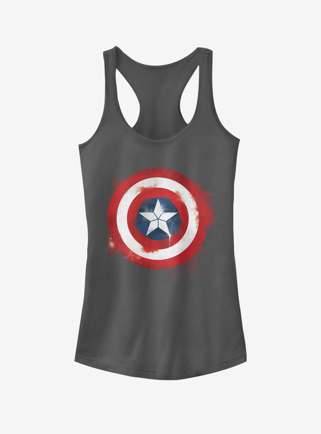 Marvel Avengers: Endgame Captain America Spray Logo Charcoal Girls Tank Top, CHARCOAL, hi-res