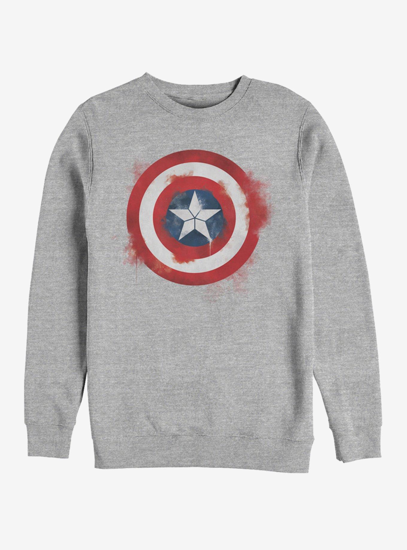 Marvel Avengers: Endgame Captain America Spray Logo Heathered Sweatshirt, ATH HTR, hi-res