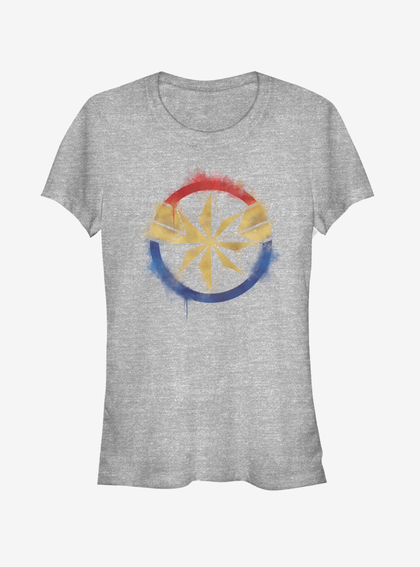 Marvel Avengers: Endgame Captain Marvel Spray Logo Girls Heathered T-Shirt, , hi-res