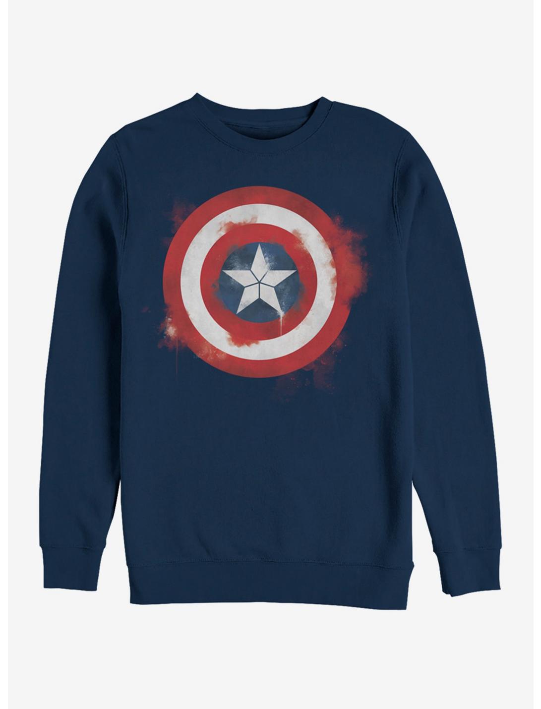 Marvel Avengers: Endgame Captain America Spray Logo Navy Blue Sweatshirt, NAVY, hi-res