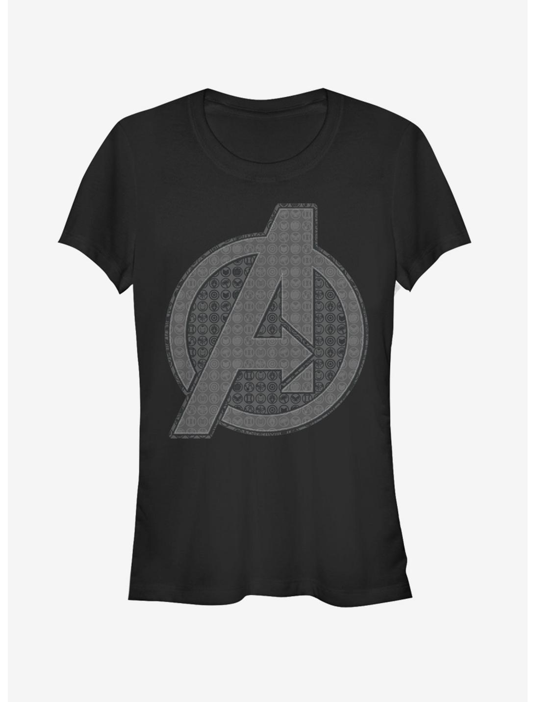 Marvel Avengers: Endgame Grayscale Logo Girls T-Shirt, BLACK, hi-res
