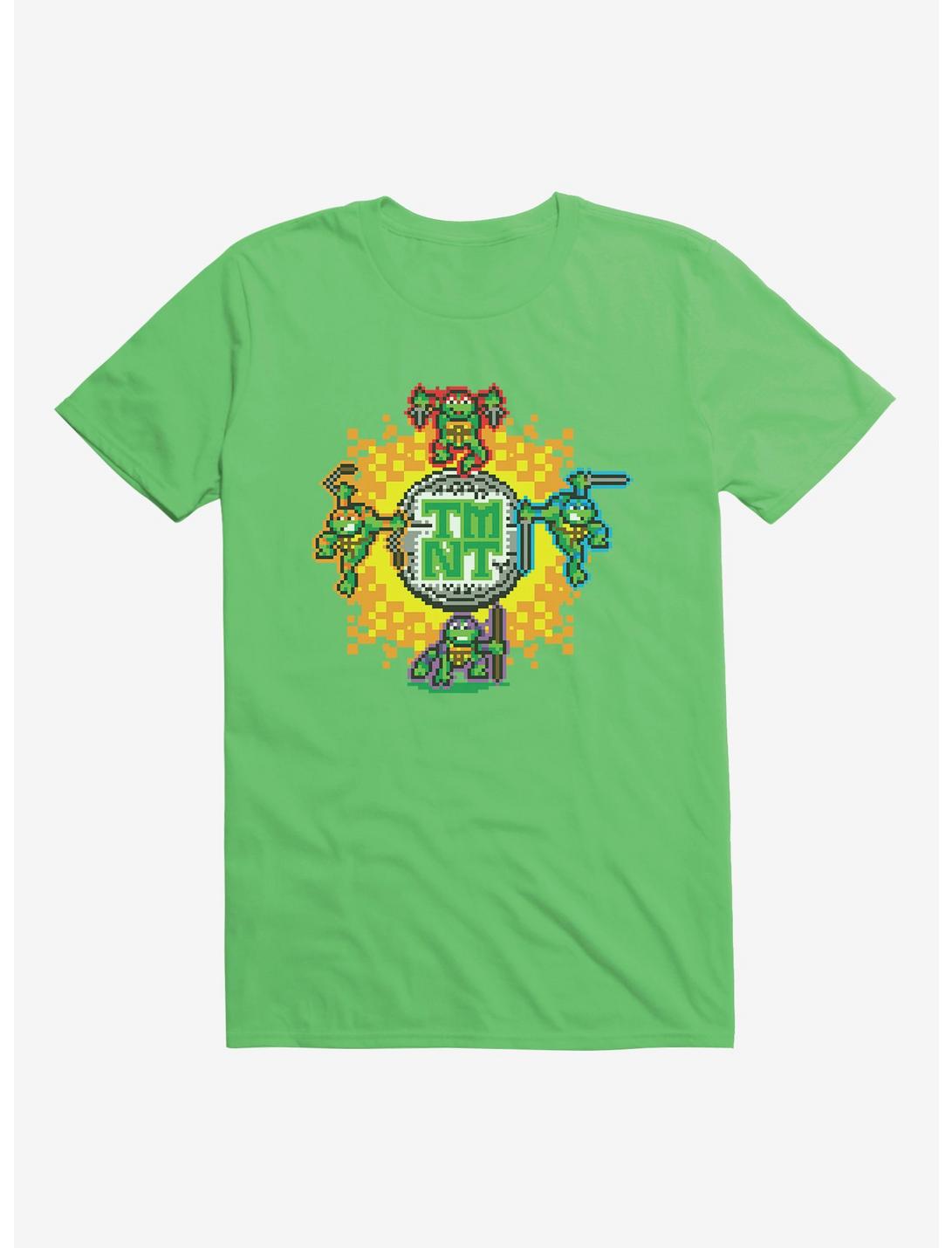 Teenage Mutant Ninja Turtles Pixelated Group Fight Explosion T-Shirt, KELLY GREEN, hi-res