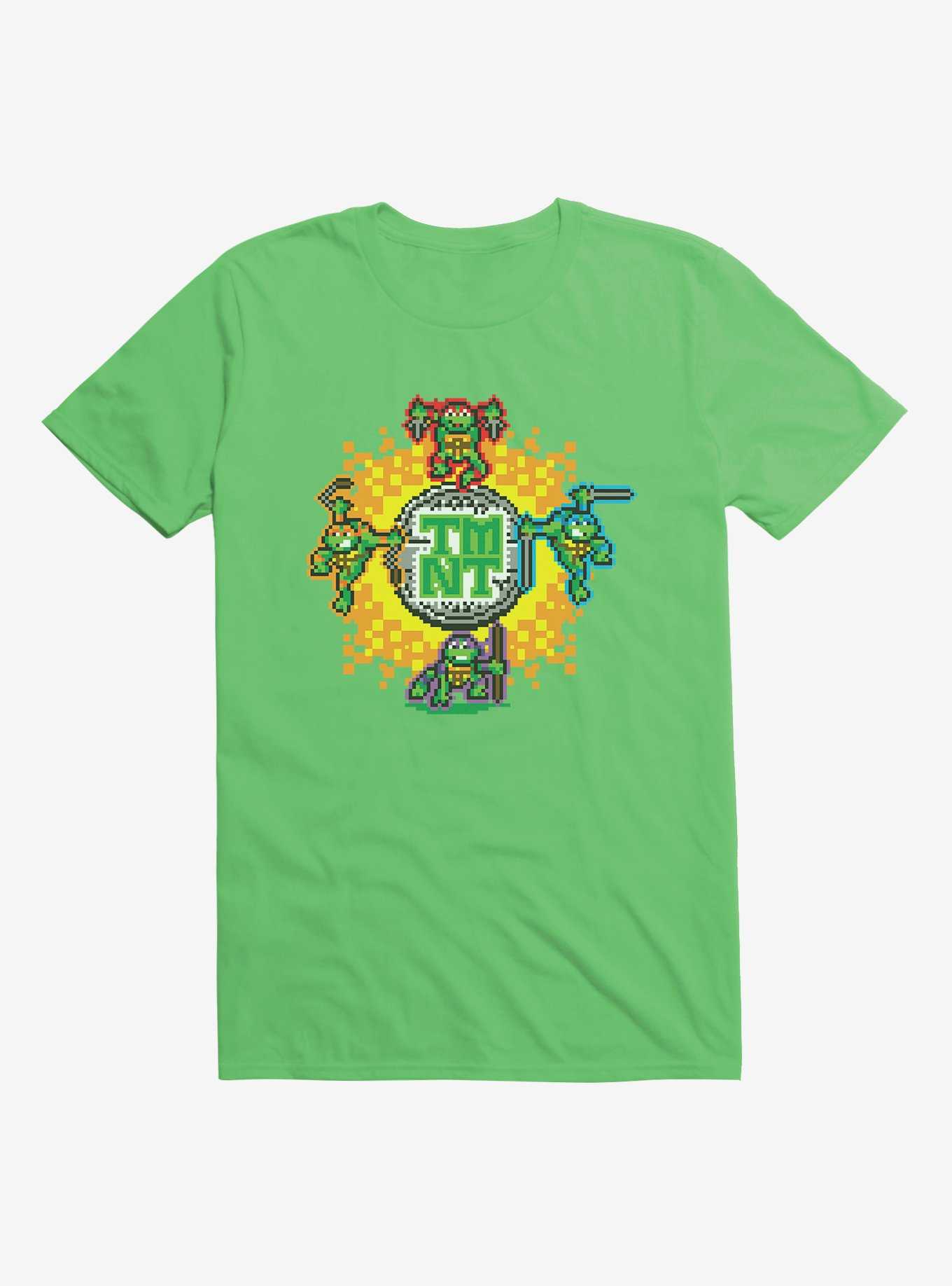 Teenage Mutant Ninja Turtles Pixelated Group Fight Explosion T-Shirt, , hi-res