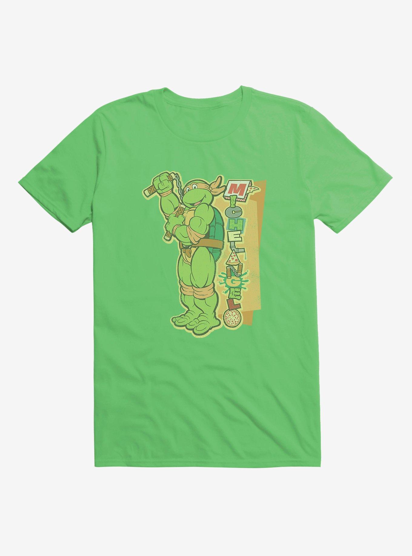 Teenage Mutant Ninja Turtles Michelangelo Name Stack T-shirt 