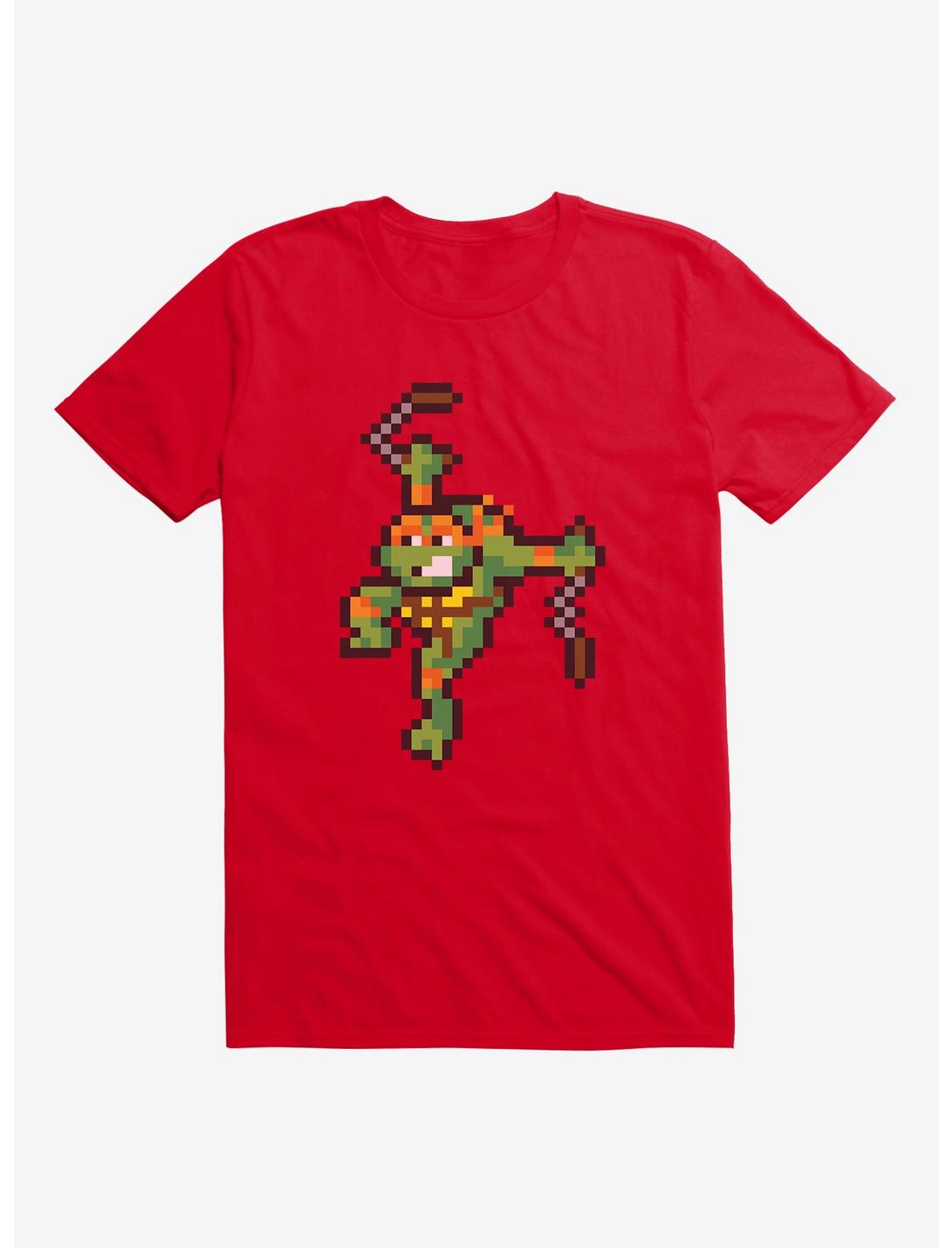 Teenage Mutant Ninja Turtles Pixelated Michelangelo T-Shirt, RED, hi-res