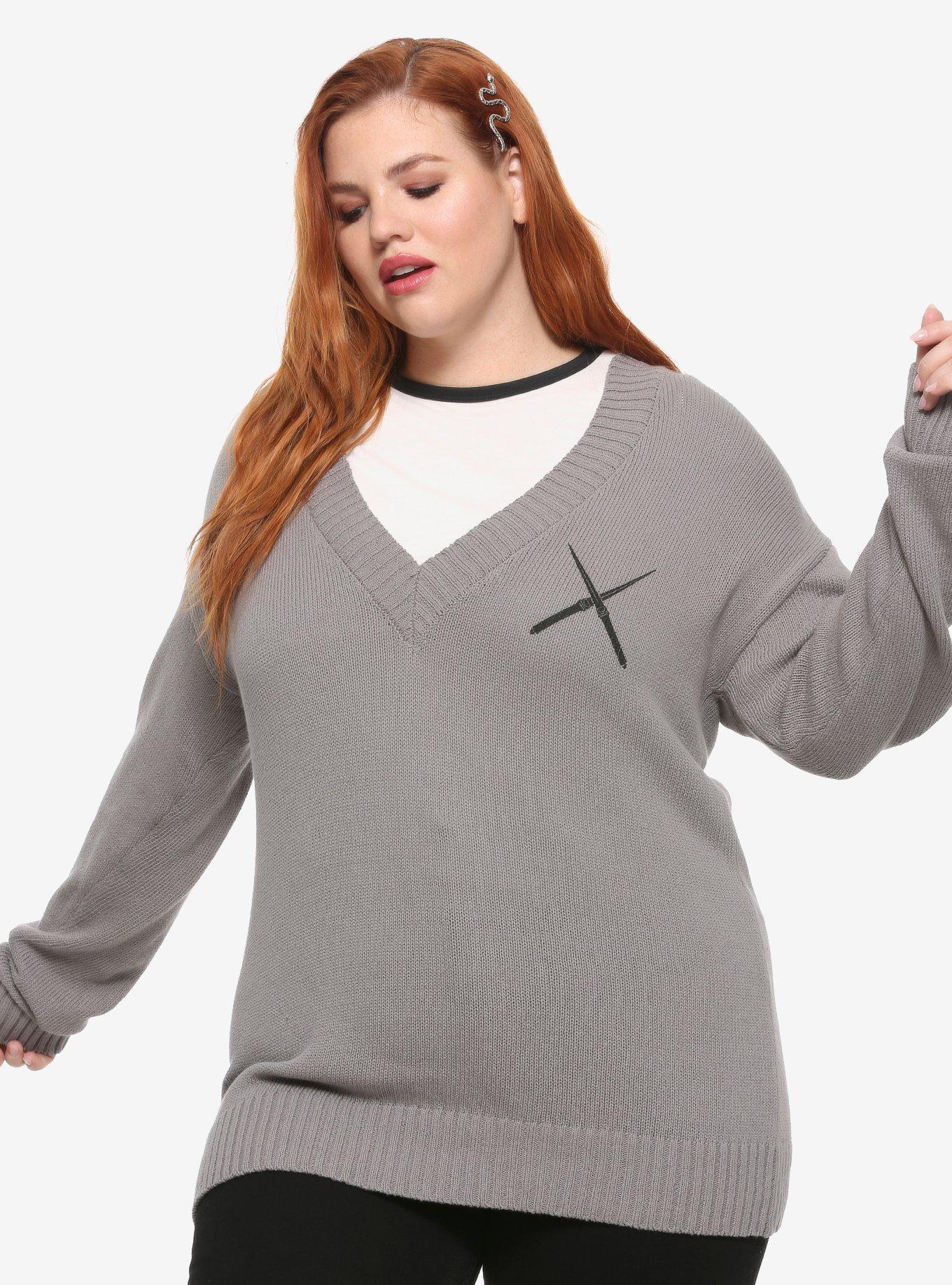 Supernatural Castiel Wings & Angel Blades Girls Sweater Plus Size, BLACK, hi-res