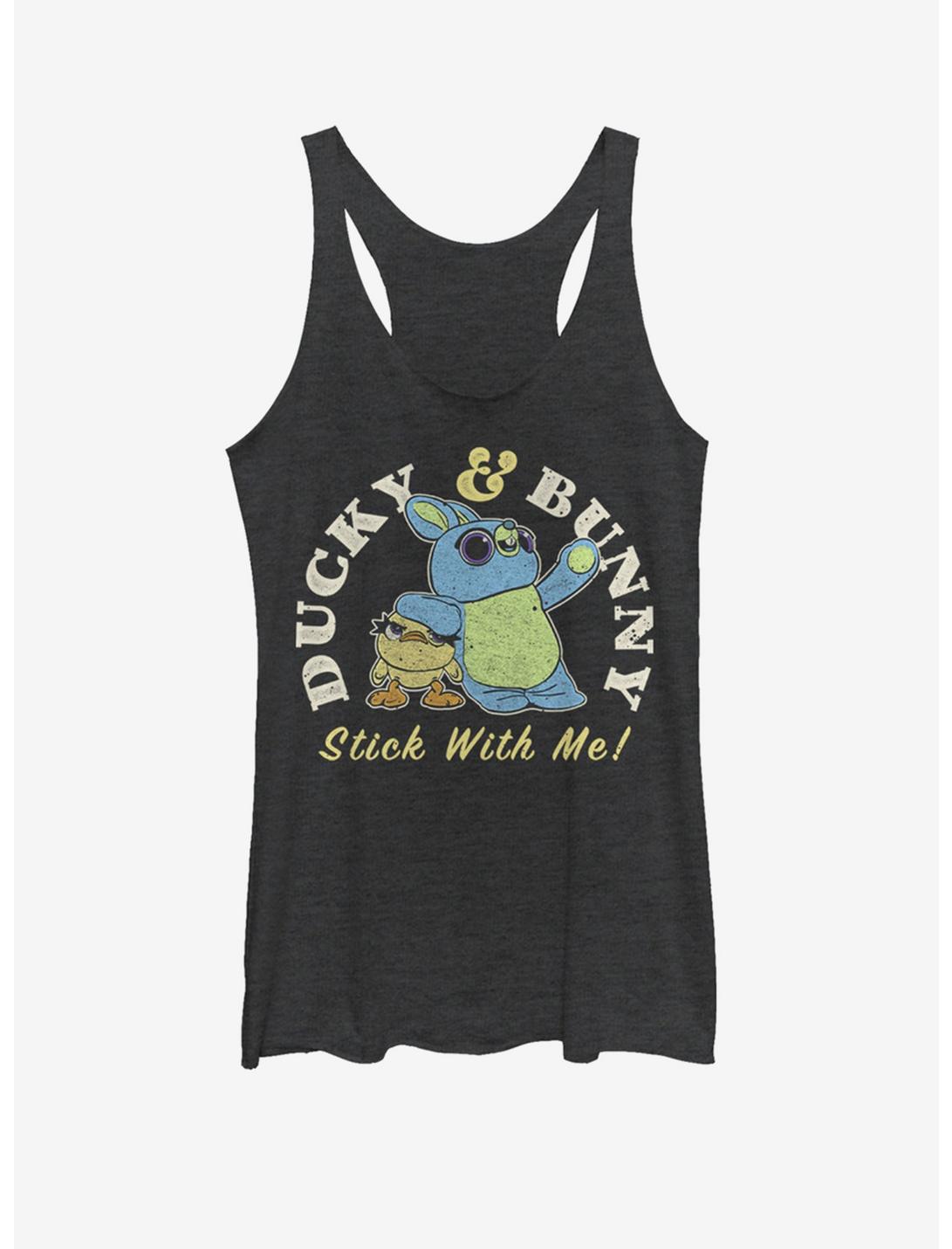 Disney Pixar Toy Story 4 Ducky And Bunny Brand Girls Black Heathered Tank Top, BLK HTR, hi-res