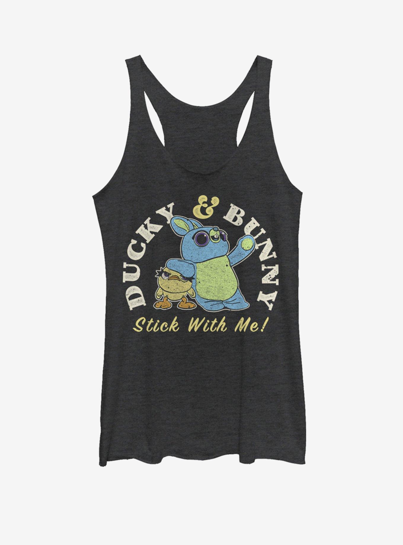 Disney Pixar Toy Story 4 Ducky And Bunny Brand Girls Black Heathered Tank Top, BLK HTR, hi-res