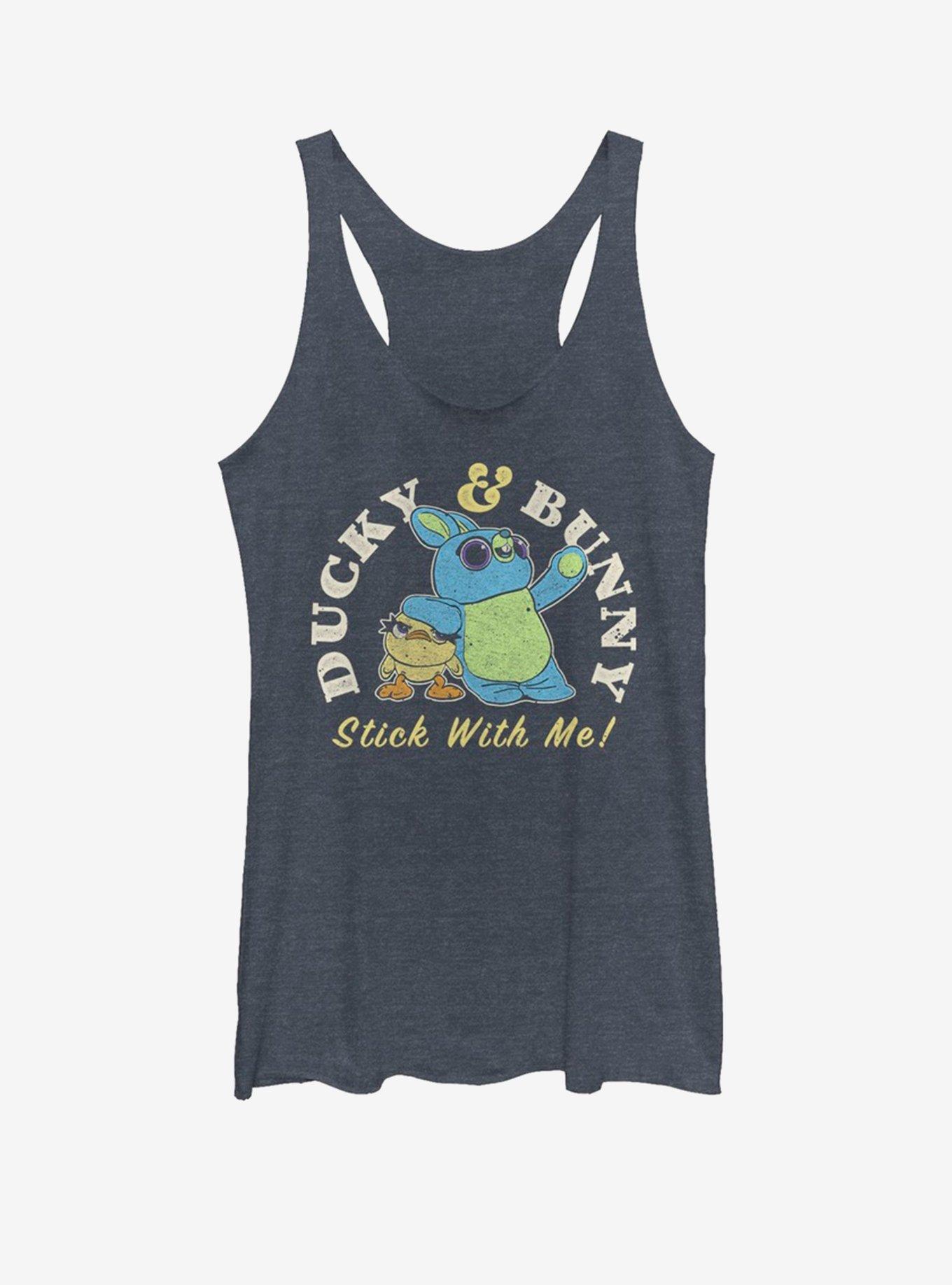 Disney Pixar Toy Story 4 Ducky And Bunny Brand Girls Navy Blue Heathered Tank Top, NAVY HTR, hi-res