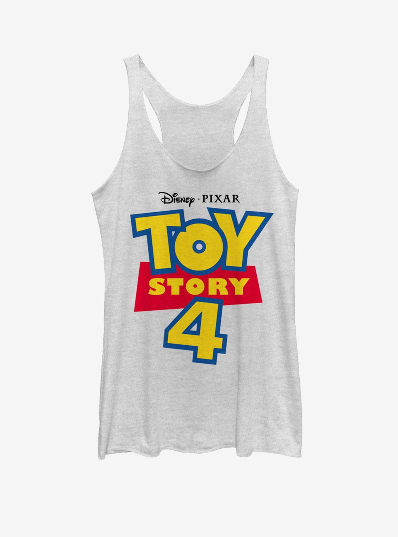 Disney Pixar Toy Story 4 Full Color Logo Girls White Heathered Tank Top ...