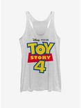 Disney Pixar Toy Story 4 Full Color Logo Girls White Heathered Tank Top, WHITE HTR, hi-res