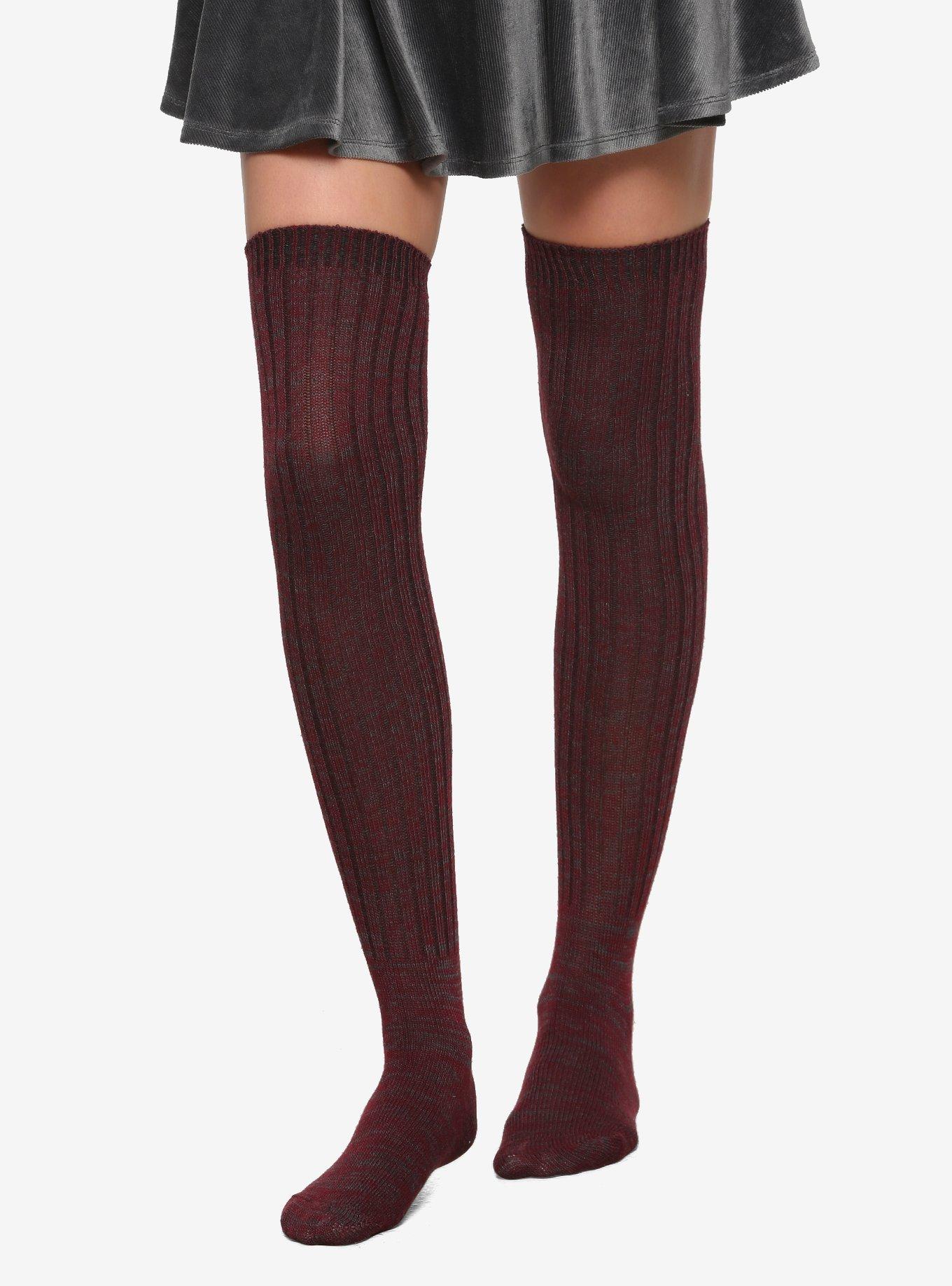 Pink Argyle Skull Over-The-Knee Socks, Hot Topic